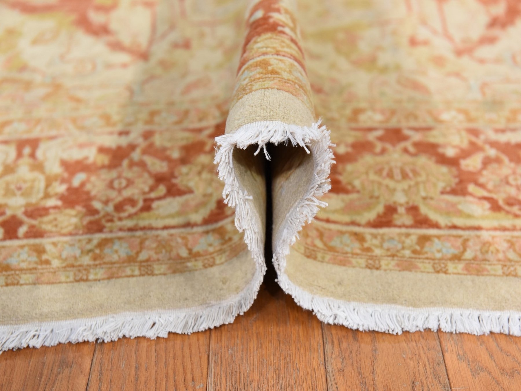 6'x9'4" Beige, 300 KPSI, New Pak Persian, All Over Design, Vegetable Dyes, Hand Knotted, 100% Wool, Oriental Rug HR78690 - Image 9