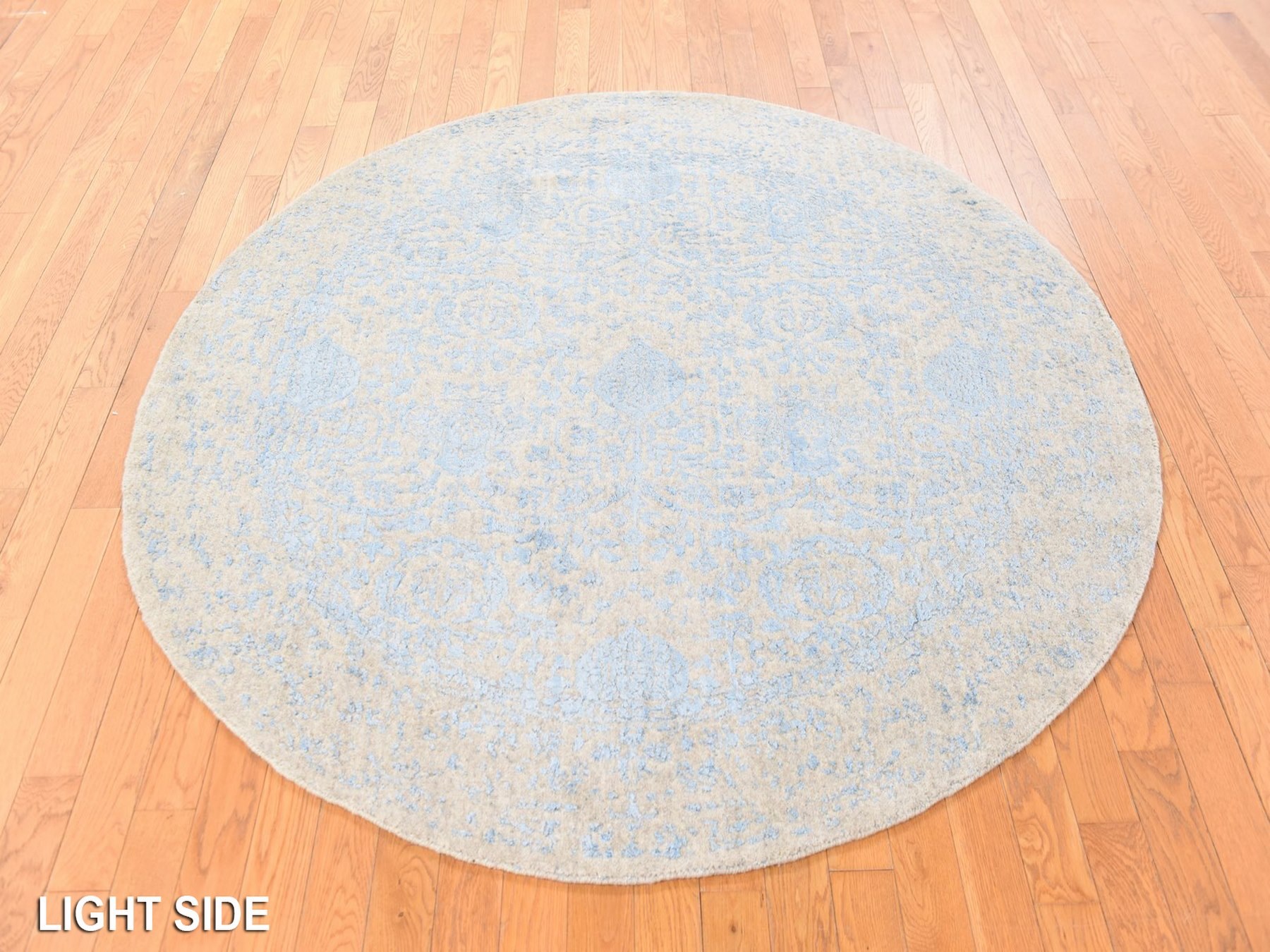 5'9"x5'9" Peach Color, Pomegranate Design, Hand Loomed, Wool and Art Silk, Round, Oriental Rug HR78692 - Image 3