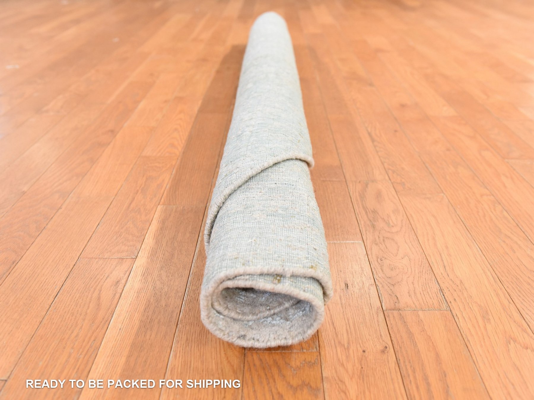 6'x6' Peach Color, Broken Cypress Tree Design, Wool and Silk, Thick and Plush, Hand Loomed, Round, Oriental Rug HR78693 - Image 9