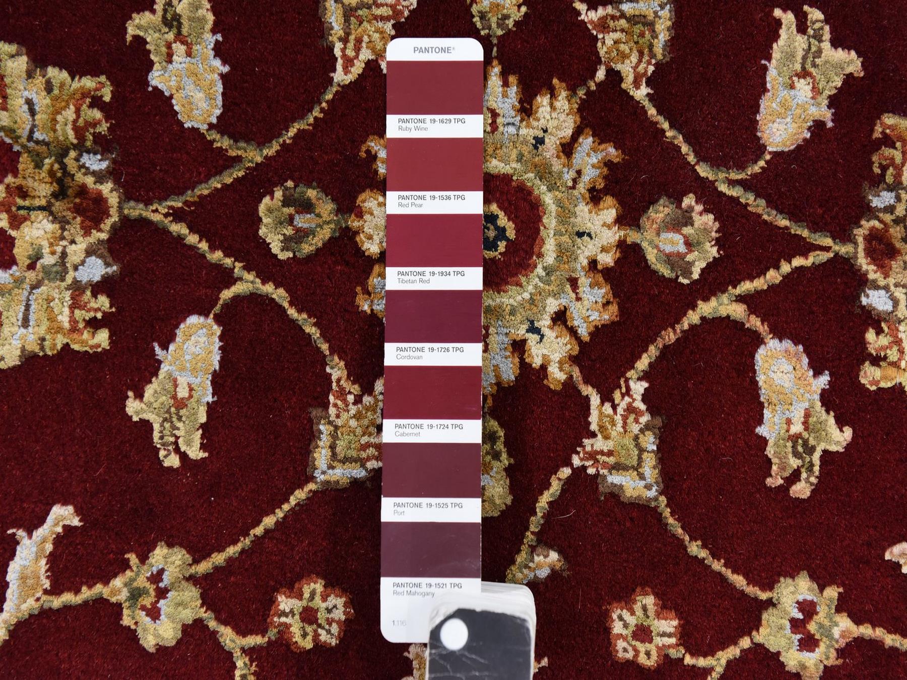 4'x6' Wine Red, Thick and Plush, Rajasthan with All Over Leaf Design, Hand Knotted, Wool and Silk, Soft Pile, Oriental Rug HR78697 - Image 6