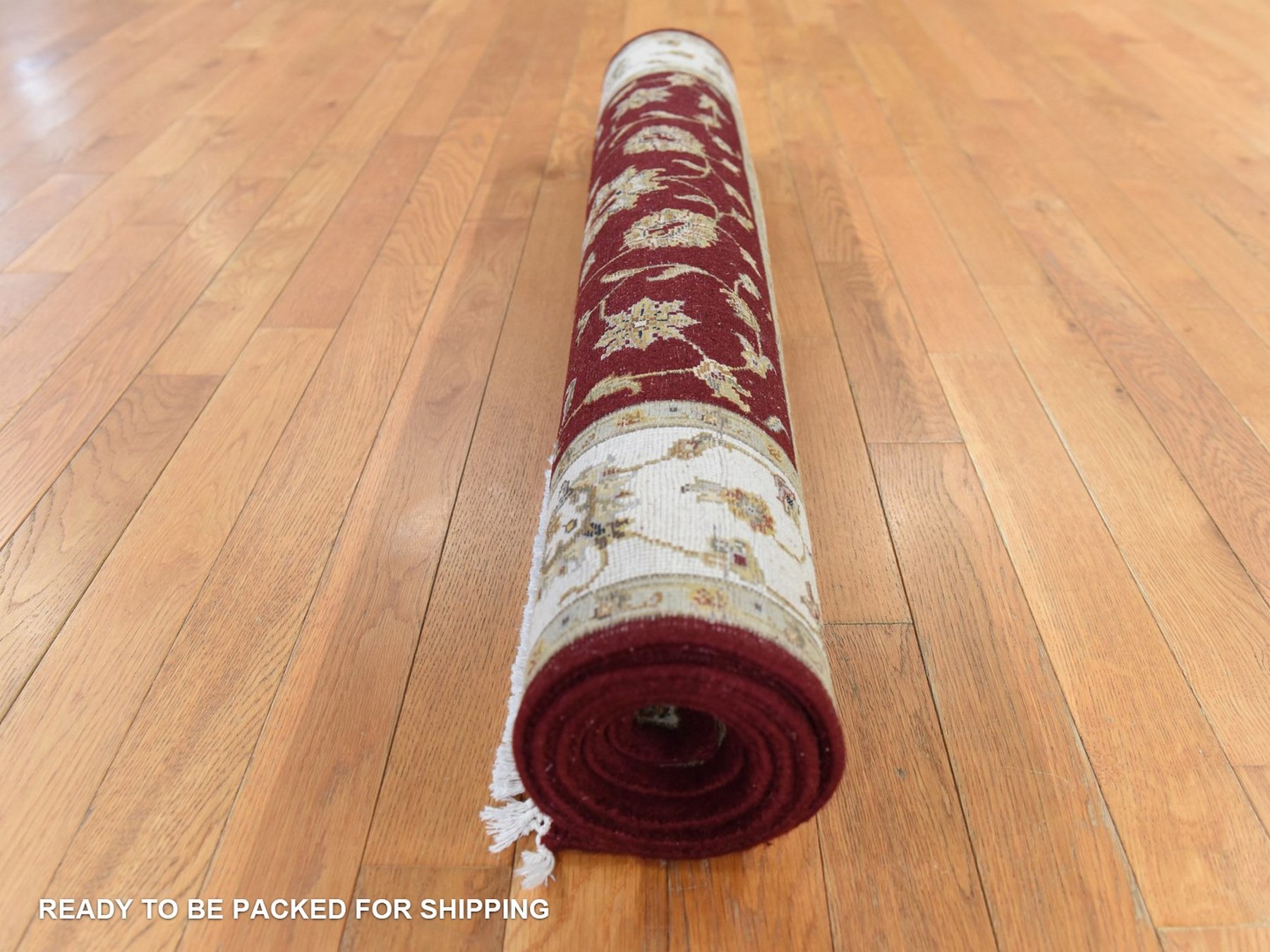 4'x6' Wine Red, Thick and Plush, Rajasthan with All Over Leaf Design, Hand Knotted, Wool and Silk, Soft Pile, Oriental Rug HR78697 - Image 8