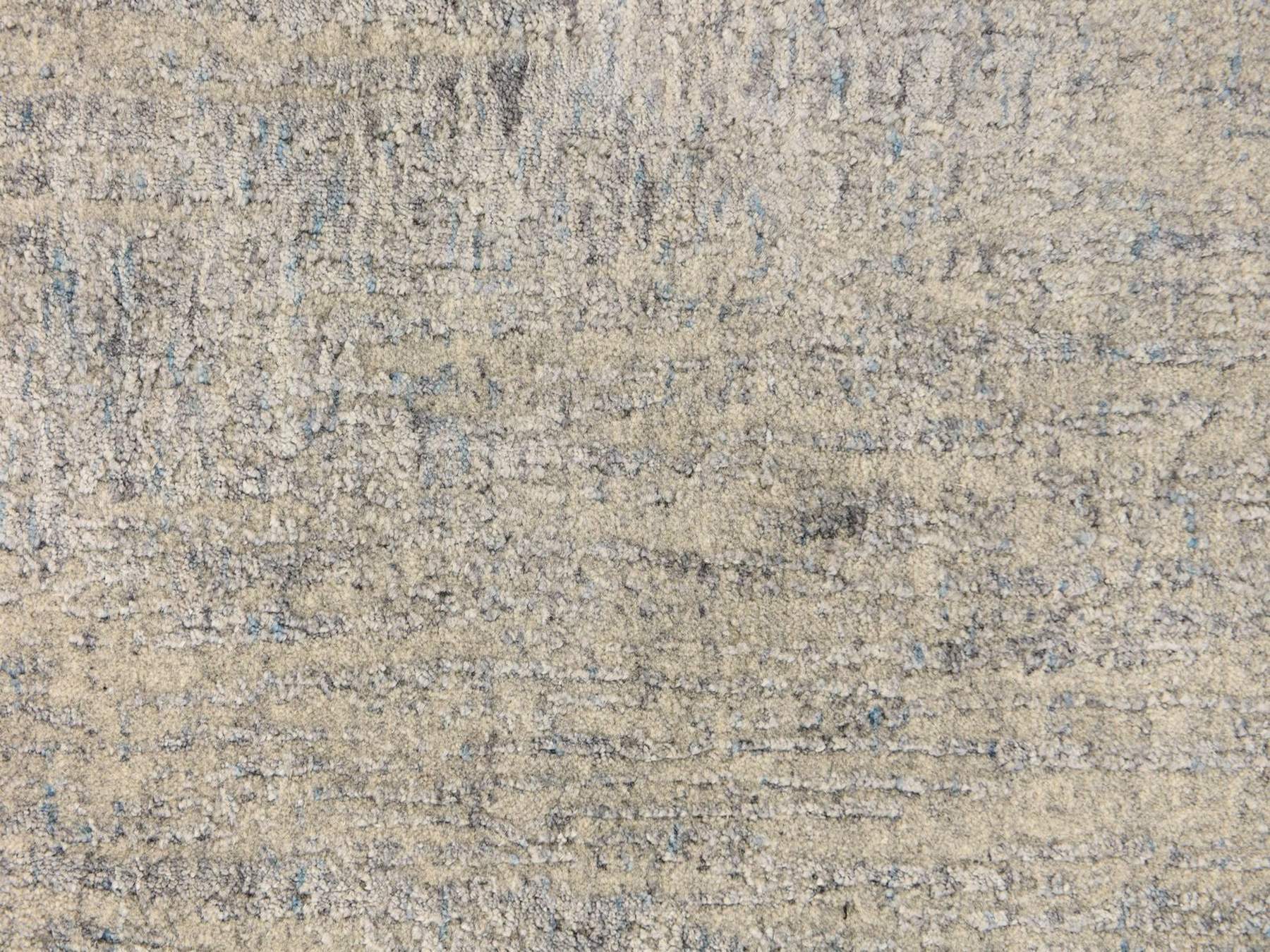 5'9"x5'9" Beige-Gray, Fine Jacquard, Hand Loomed, Modern Design, Wool and Art Silk, Round, Oriental Rug HR78700 - Image 4