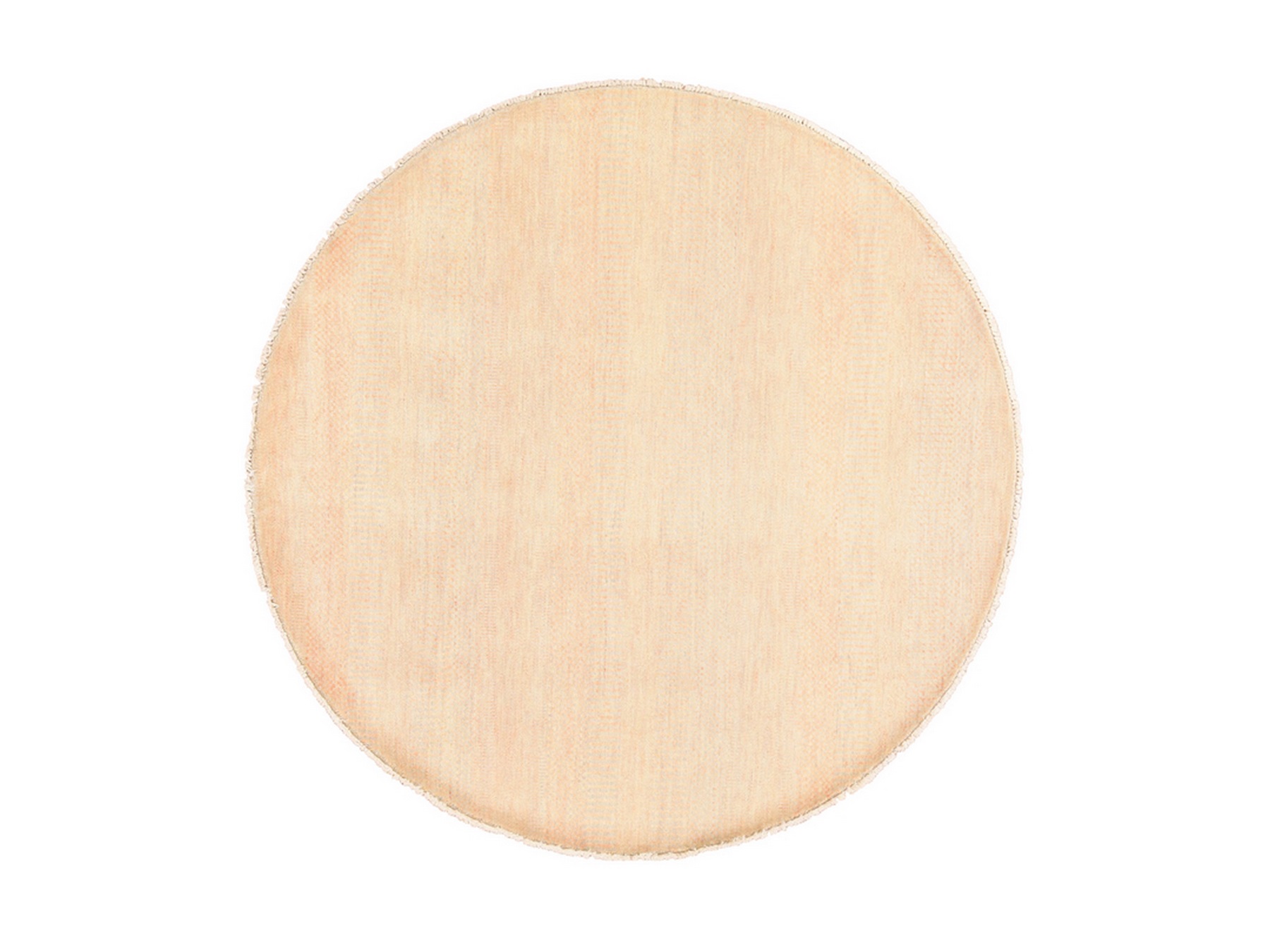 6'x6' Peach Color, Modern Grass Design, Tone on Tone, Wool and Silk, Hand Knotted, Round, Oriental Rug HR78709