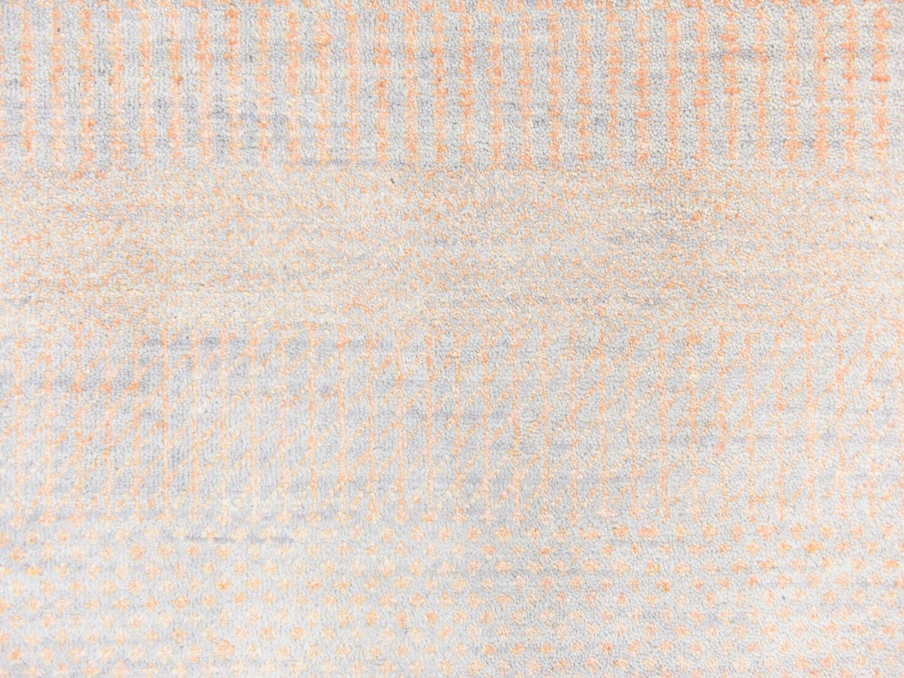 6'x6' Peach Color, Modern Grass Design, Tone on Tone, Wool and Silk, Hand Knotted, Round, Oriental Rug HR78709 - Image 4
