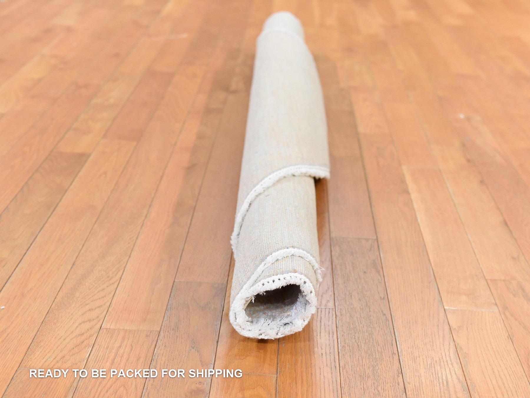 6'x6' Peach Color, Modern Grass Design, Tone on Tone, Wool and Silk, Hand Knotted, Round, Oriental Rug HR78709 - Image 9