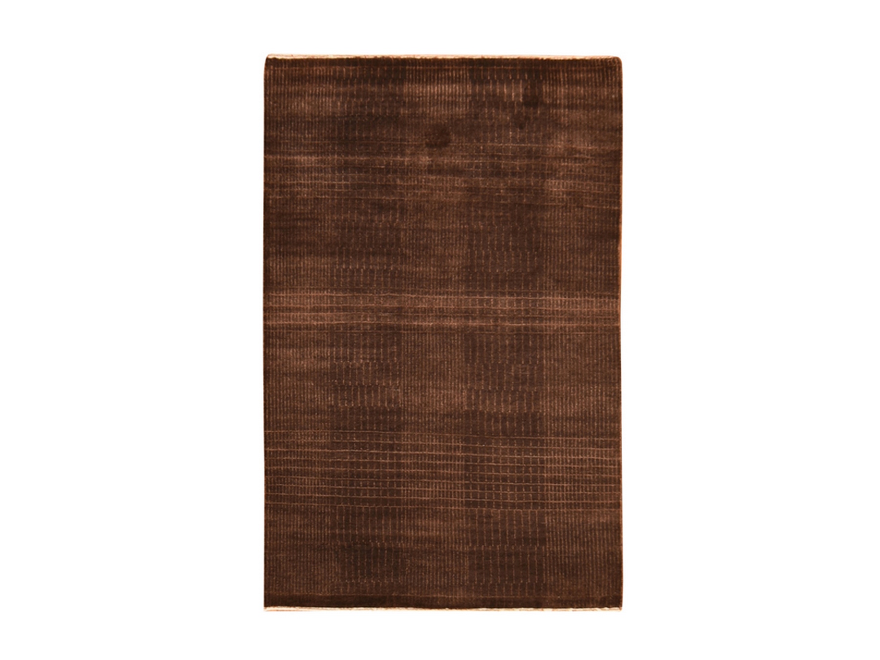 4'x6' Chocolate Brown, Nepali Weave, Modern Design, Wool and Silk, Tone on Tone, Hand Knotted, Oriental Rug HR78722