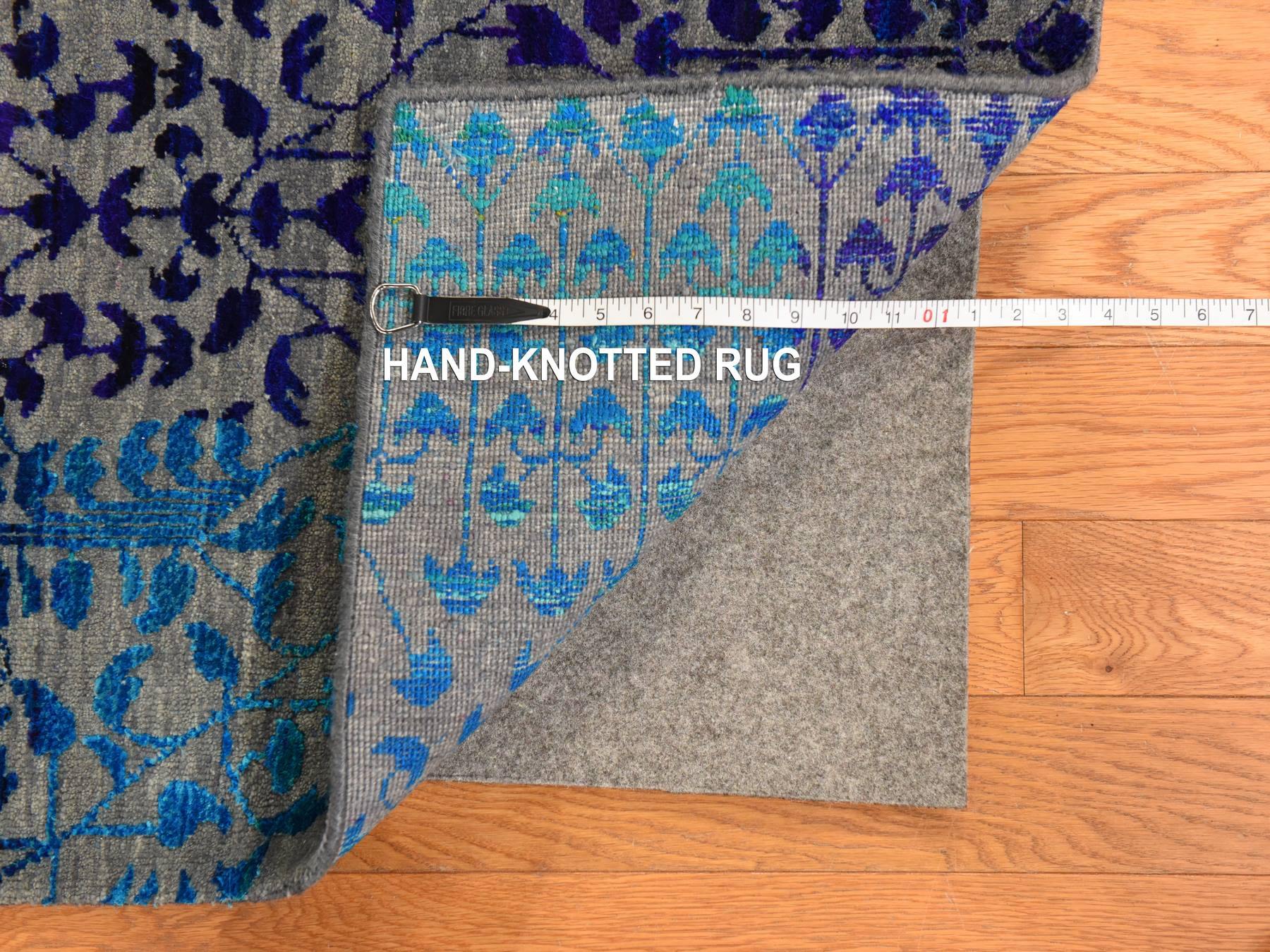 9'x12'1" Colorful, Sari Silk, Bespoken Sampler, Tone On Tone, Hand Knotted, Oriental Rug HR78744 - Image 7