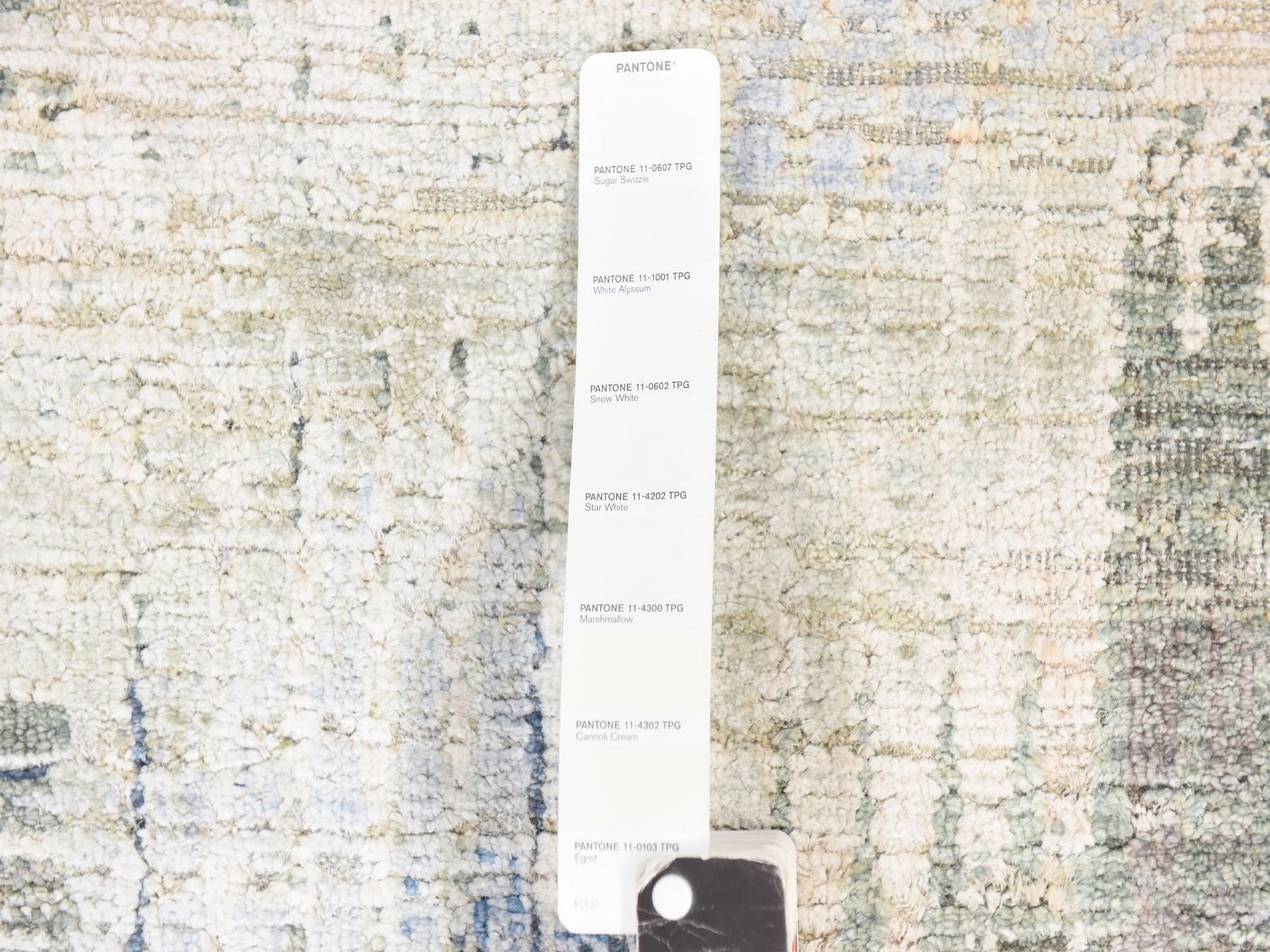 2'7"x12' Cream White, THE INTERTWINED PASSAGE, Silk with Textured Wool, Hand Knotted, Runner, Oriental Rug HR78747 - Image 5