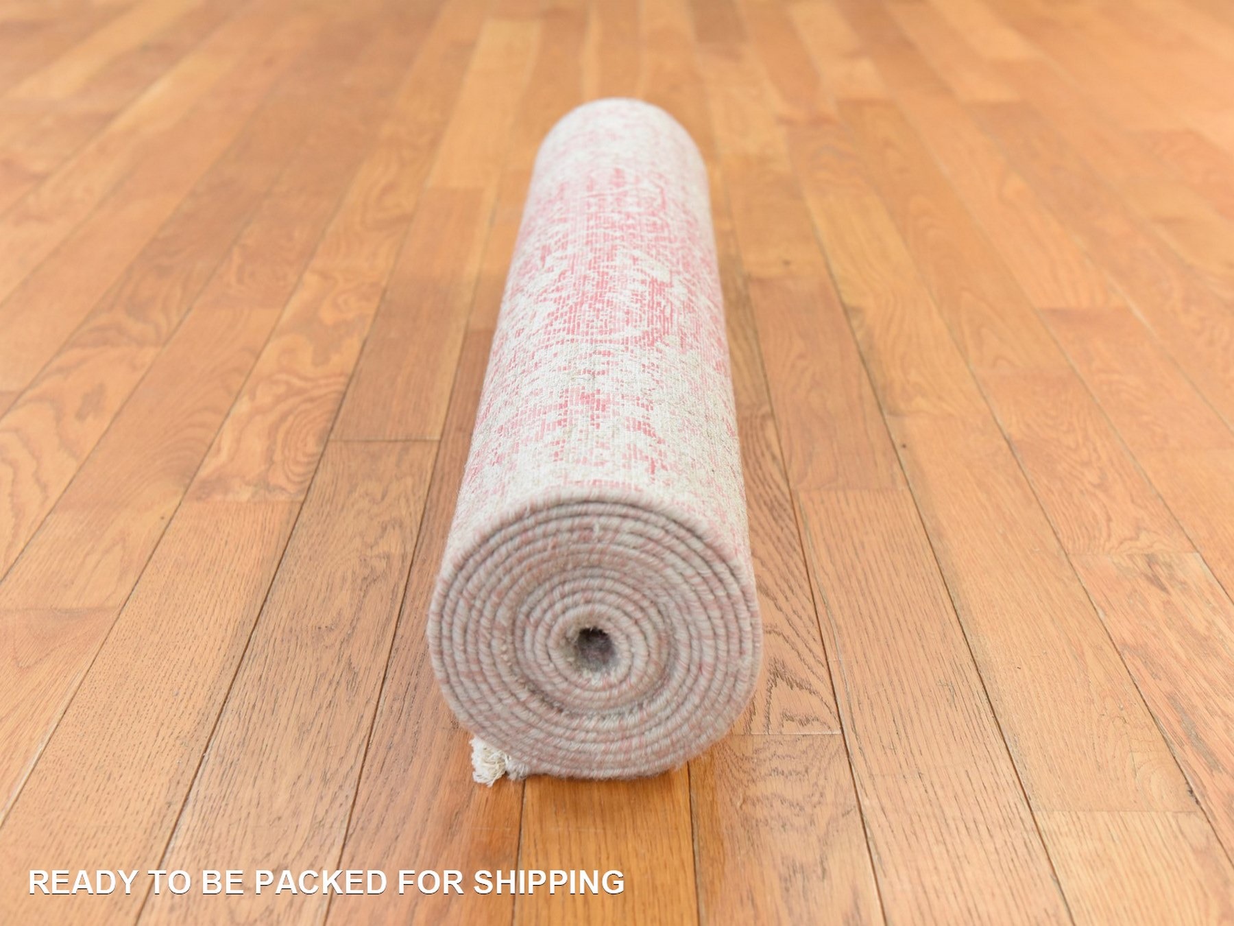 2'8"x11'10" Rose Pink, Broken Persian Design, Wool and Silk, Hand Knotted, Tone on Tone, Runner, Oriental Rug HR78753 - Image 8