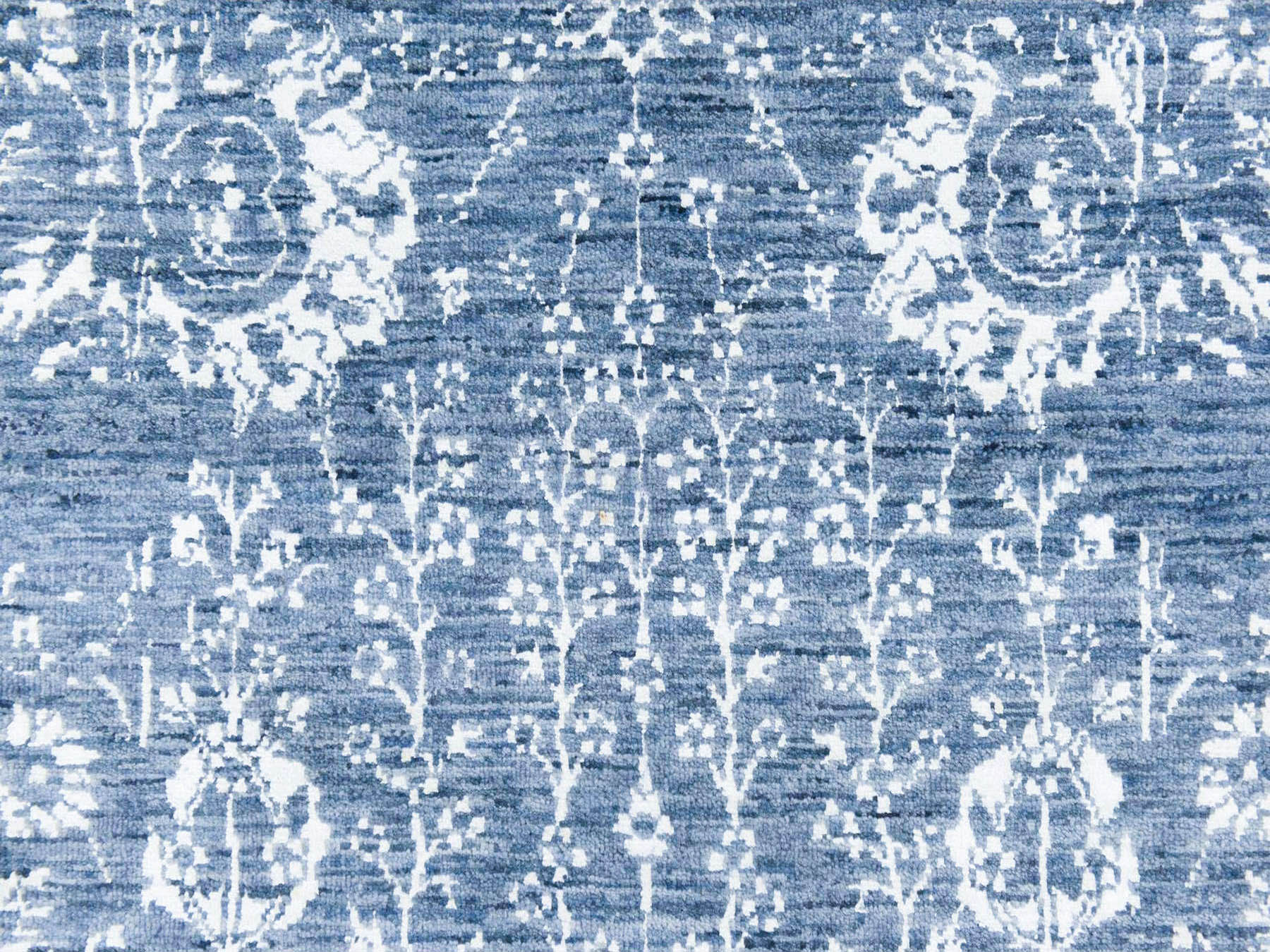 2'6"x10'2" Aegean Blue, All Over Design, Tone on Tone, Wool and Silk, Hand Knotted, Runner, Oriental Rug HR78756 - Image 4