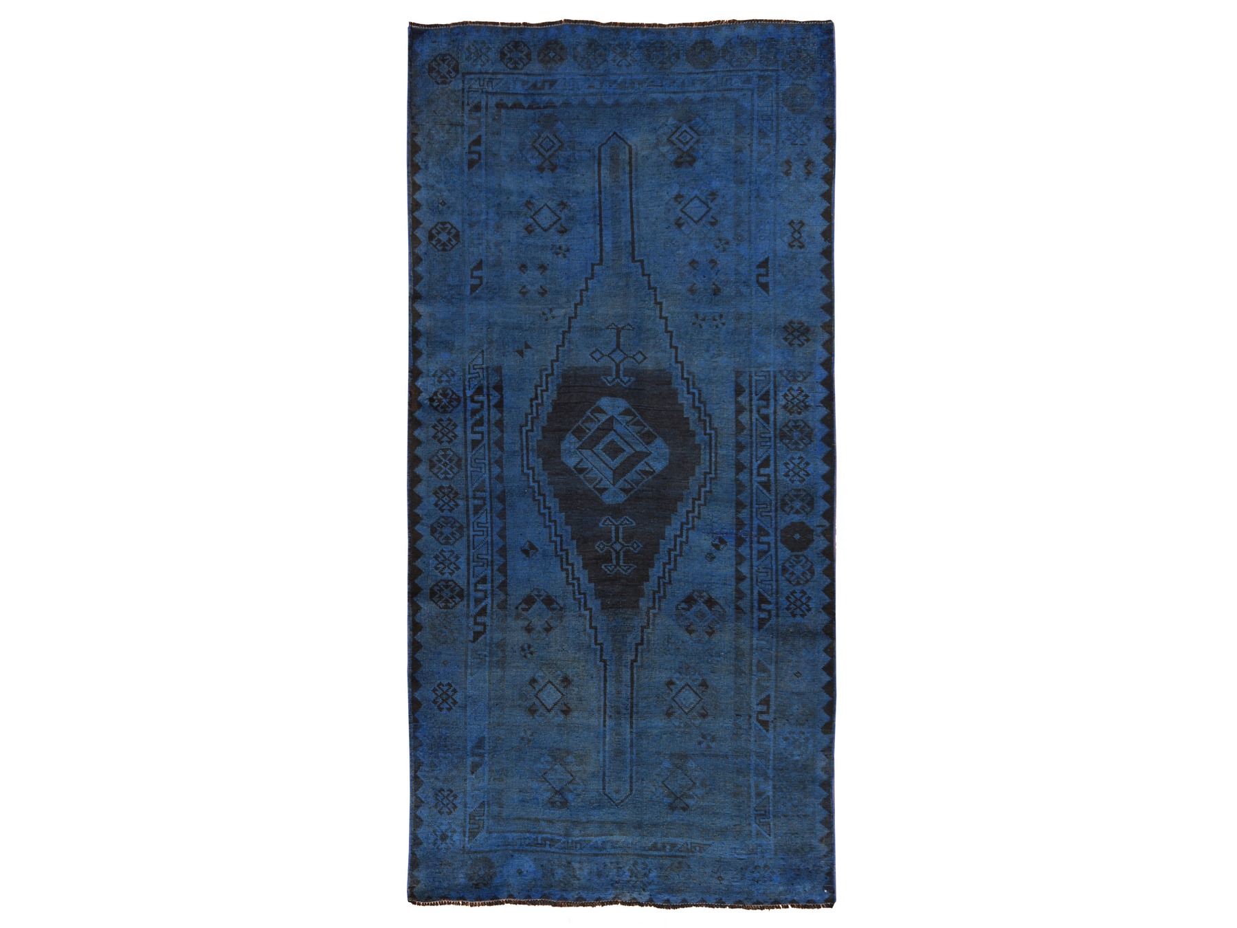 5'x10' Yale Blue, Overdyed Vintage Persian Shiraz, Worn Down and Distressed, Hand Knotted, 100% Wool, Gallery Size, Extra Wide Runner, Oriental Rug HR78774