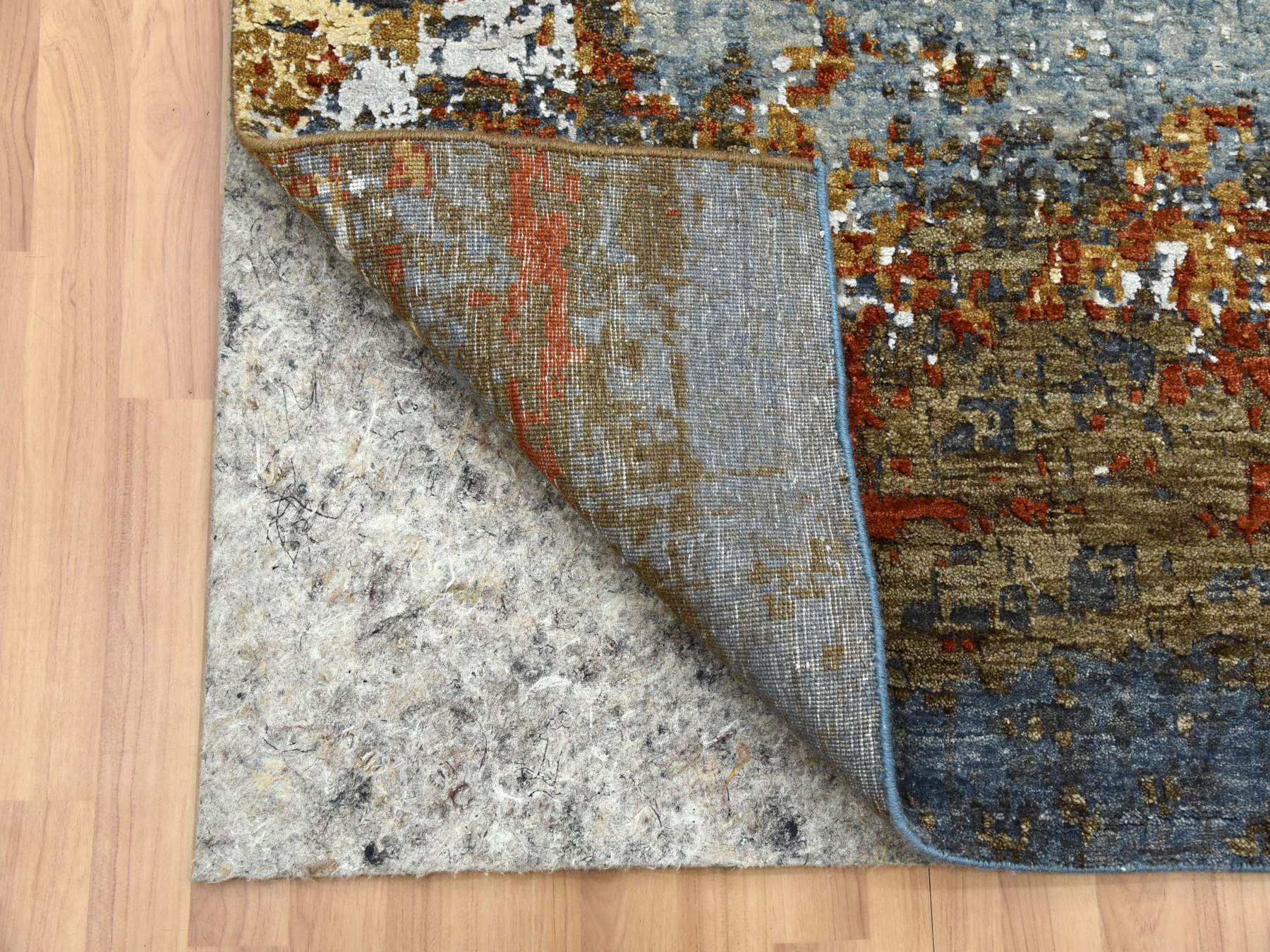 4'x10' Black Coral, Abstract Design, Dense Weave Persian Knot, Natural Wool Hand Knotted, Wide Runner Oriental Rug HR83093 - Image 3