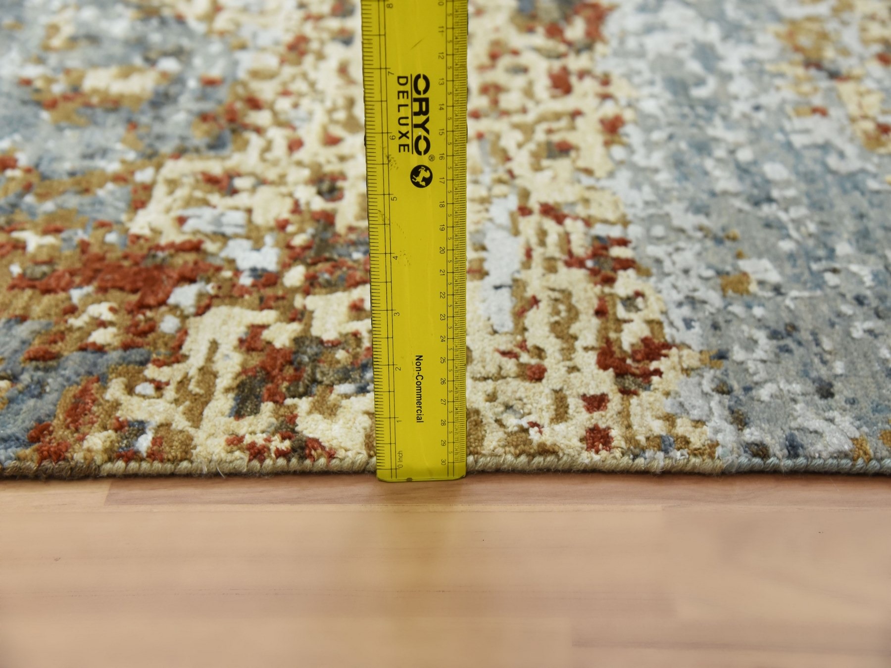 4'x10' Black Coral, Abstract Design, Dense Weave Persian Knot, Natural Wool Hand Knotted, Wide Runner Oriental Rug HR83093 - Image 6