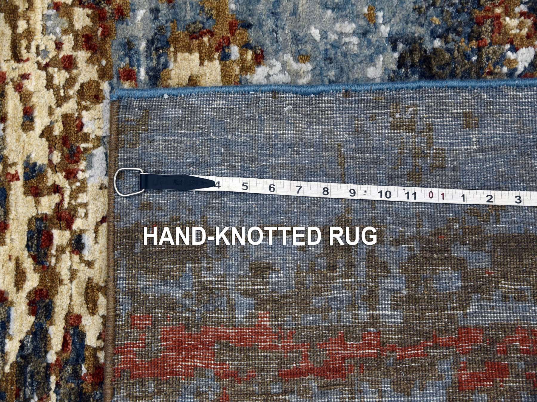 4'x10' Black Coral, Abstract Design, Dense Weave Persian Knot, Natural Wool Hand Knotted, Wide Runner Oriental Rug HR83093 - Image 7