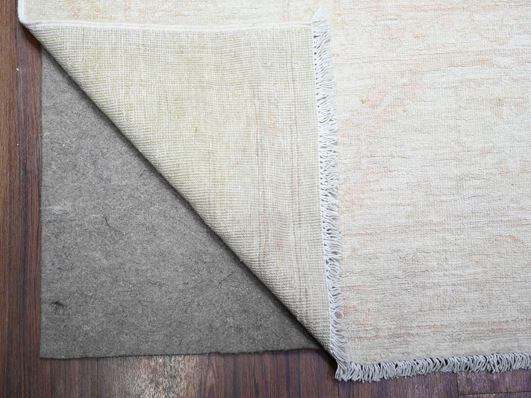 9'8"x13'1" Shoreline Gray, Hand Knotted, Soft Wool, White Wash Peshawar, Distressed, Oriental Rug HR88581 - Image 4