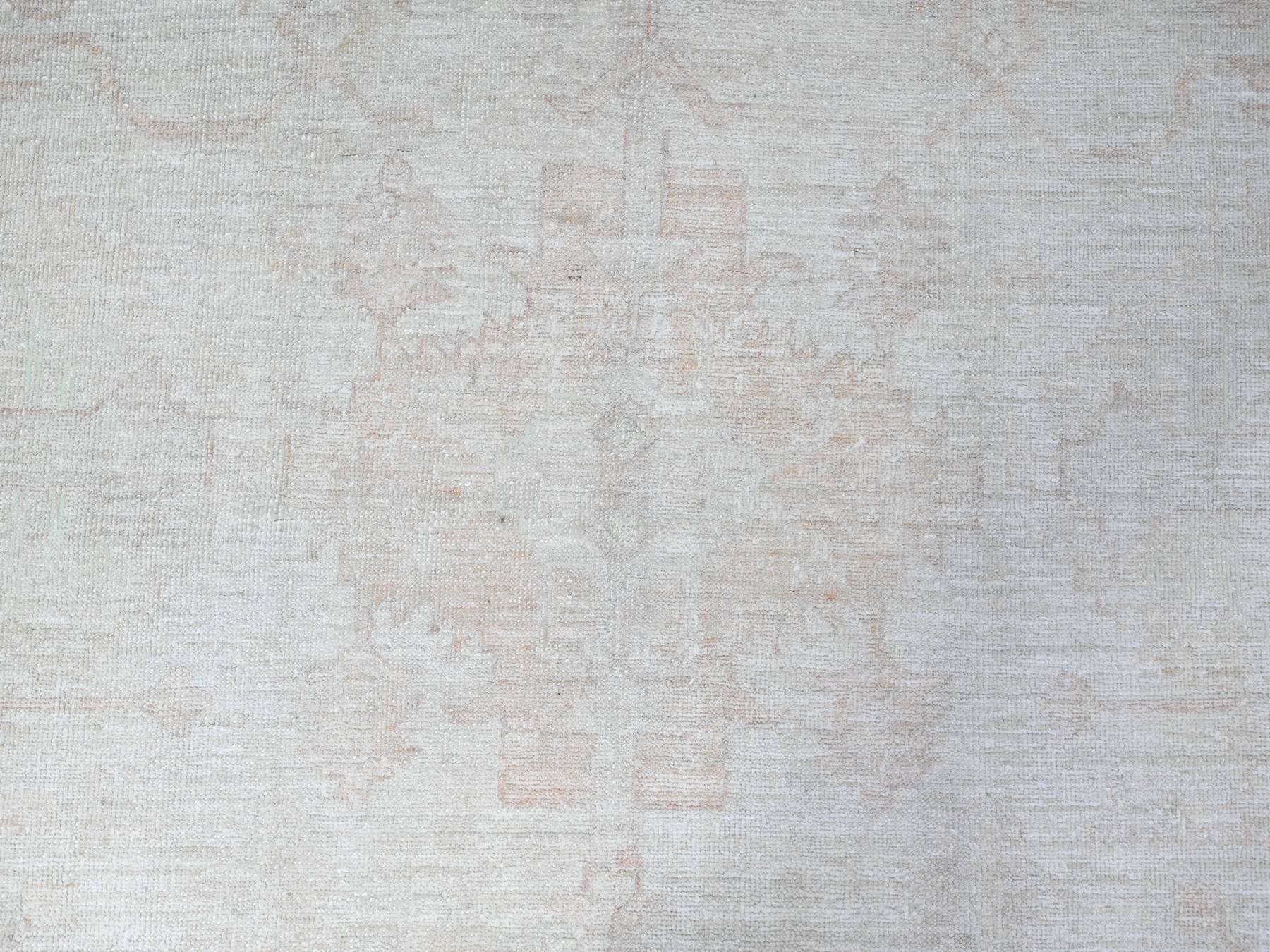 9'8"x13'1" Shoreline Gray, Hand Knotted, Soft Wool, White Wash Peshawar, Distressed, Oriental Rug HR88581 - Image 8