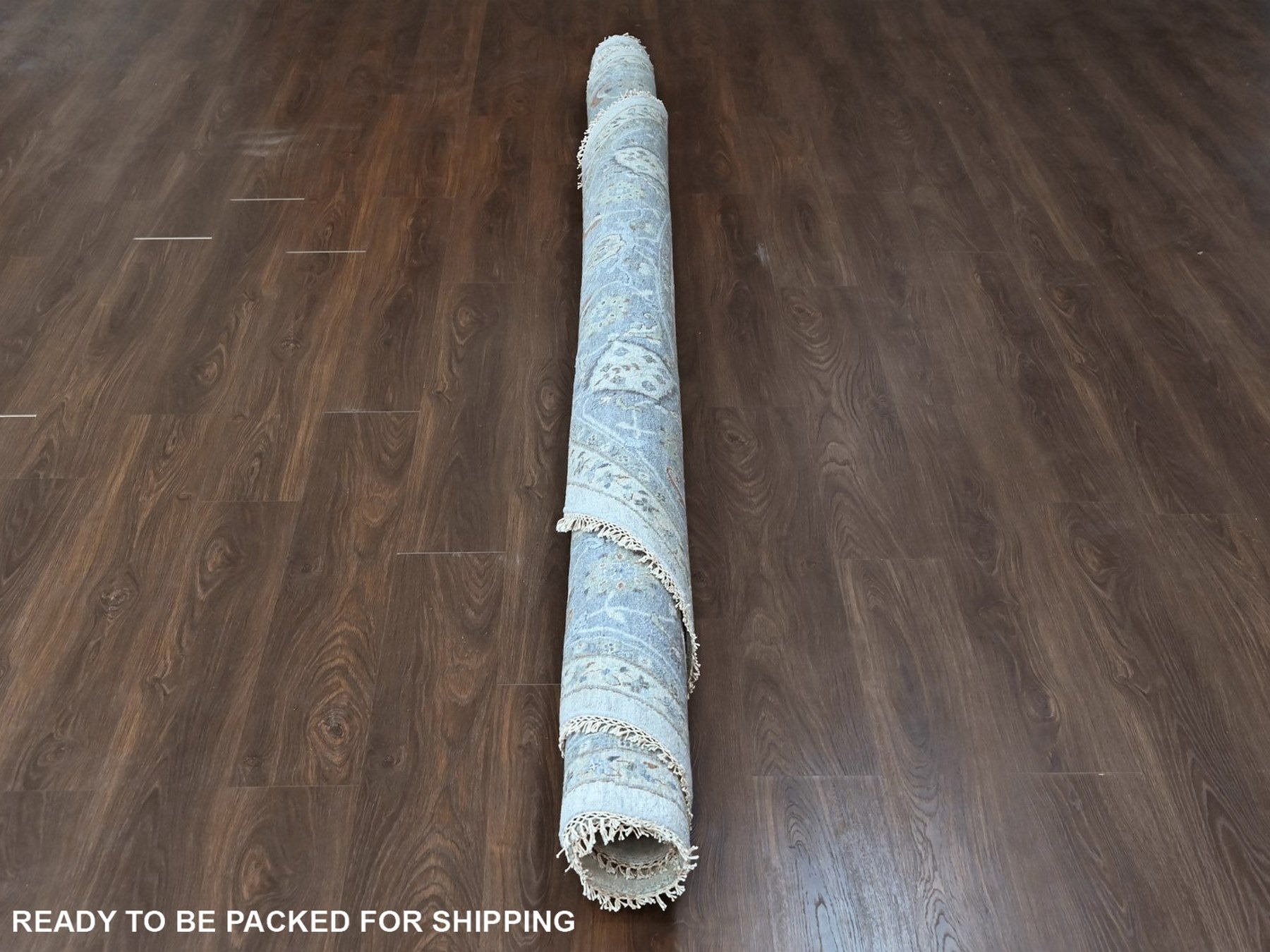 12'x12' Oyster Gray, Oushak with Floral Motifs, Hand Knotted, Pure Wool, Soft Pile, Denser Weave, Round, Oriental Rug HR10571 - Image 6