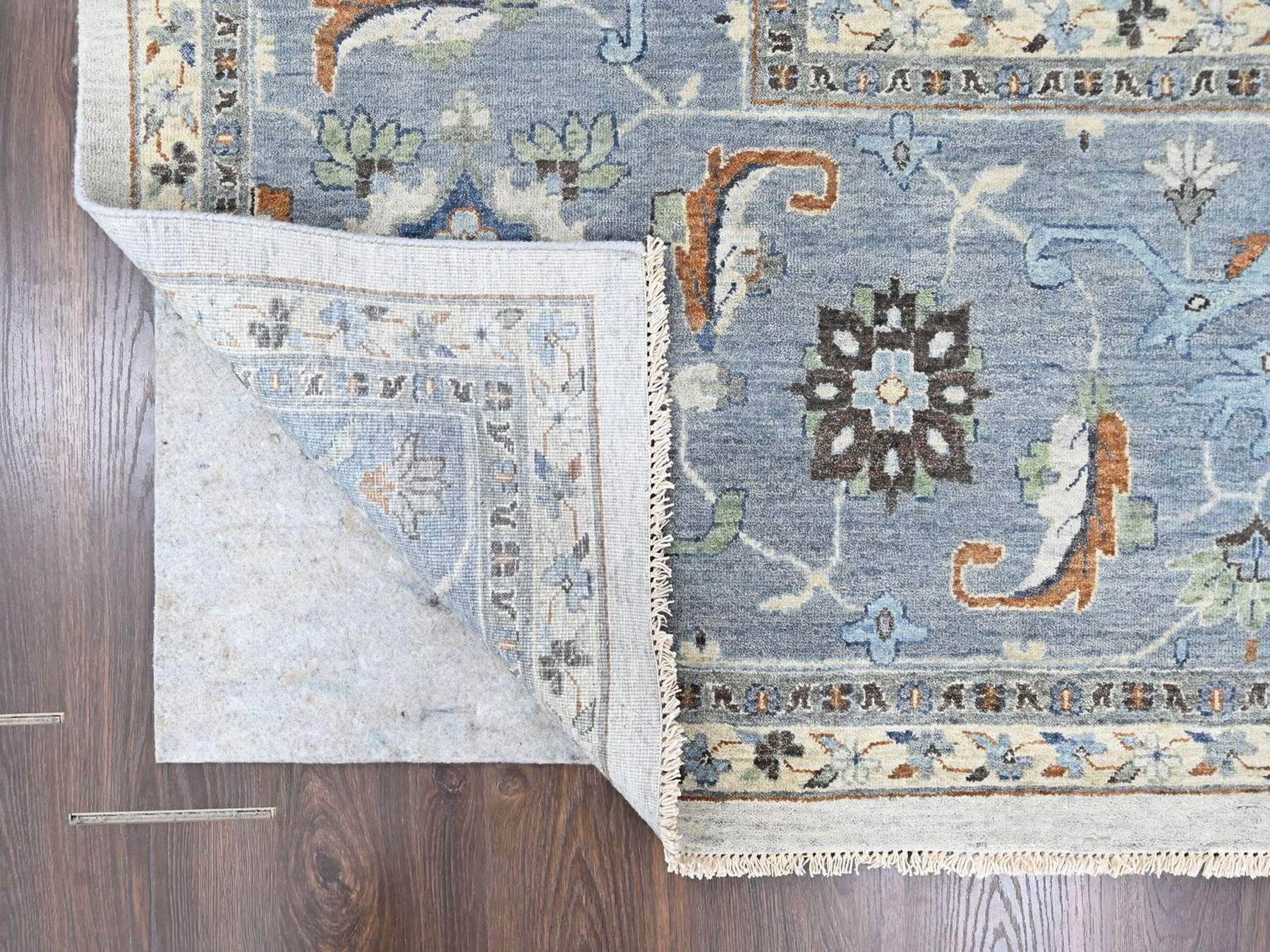 14'x16' Oyster Gray, Hand Knotted, Oushak with Floral Motifs, Pure Wool, Soft Pile, Denser Weave, Oversized, XL, Oriental Rug HR10572 - Image 4