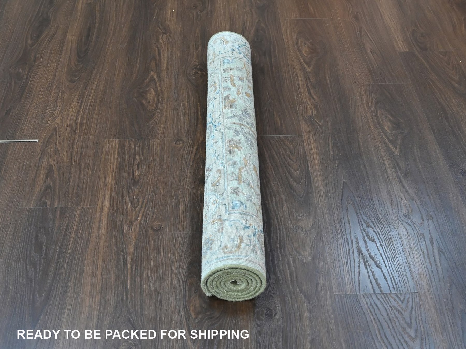 3'1"x4'10" Pistachio Green, Oushak with Floral Motifs, Hand Knotted, Pure Wool, Soft Pile, Denser Weave, Oriental Rug HR10579 - Image 6