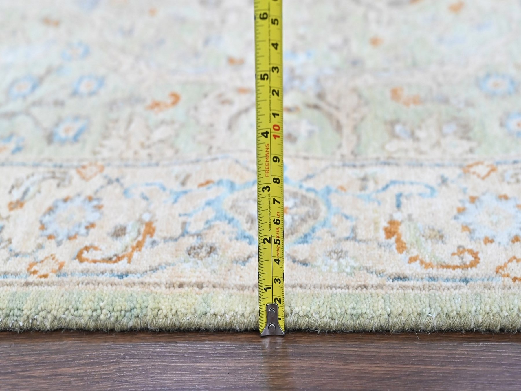 3'1"x4'10" Pistachio Green, Oushak with Floral Motifs, Hand Knotted, Pure Wool, Soft Pile, Denser Weave, Oriental Rug HR10579 - Image 7