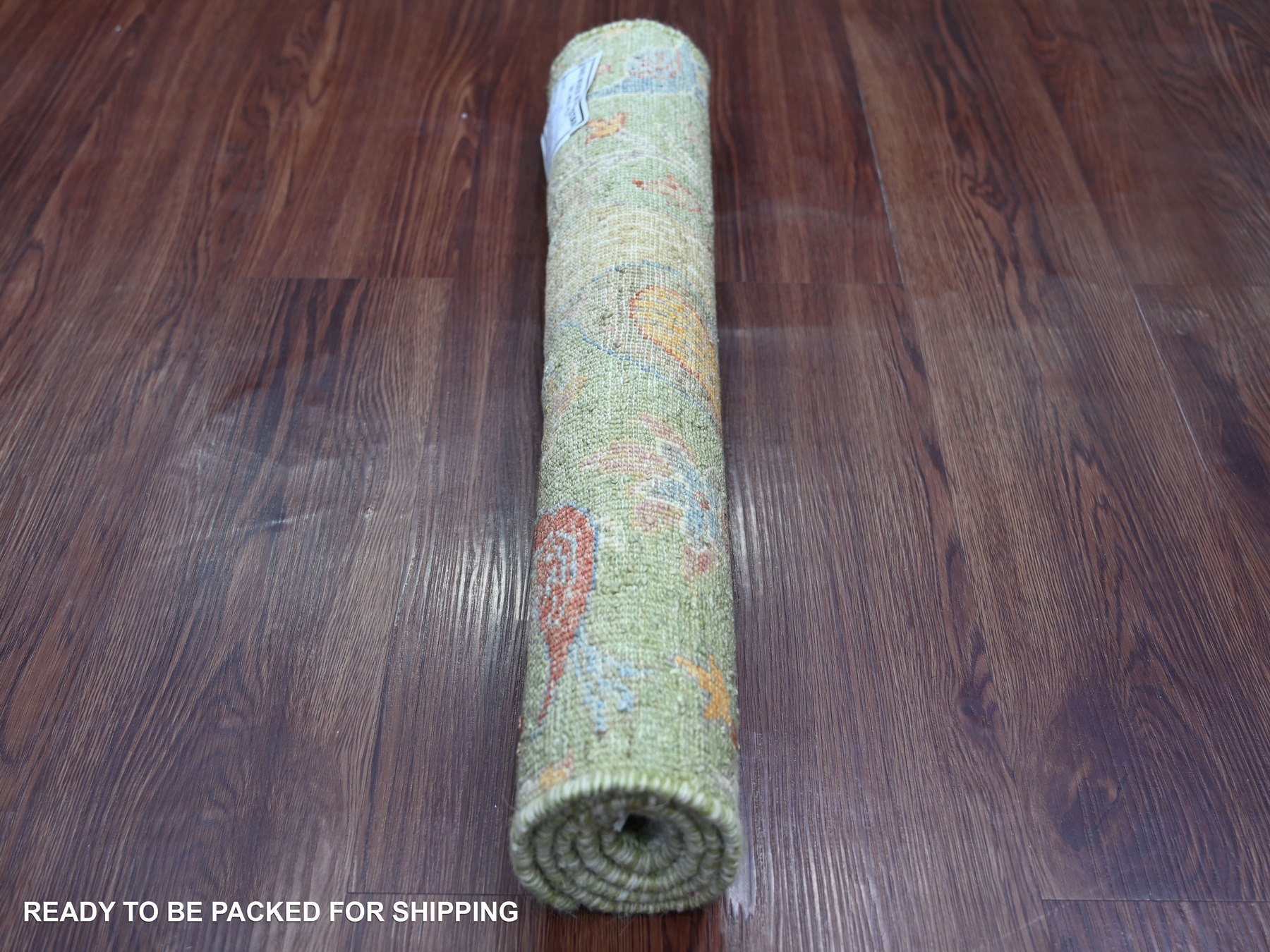 2'1"x3' Pickle Green, Hand Knotted, Afghan Peshawar with Birds of Paradise Design, 100% Wool, Vegetable Dyes, Mat, Sample, Oriental Rug HR21206 - Image 4