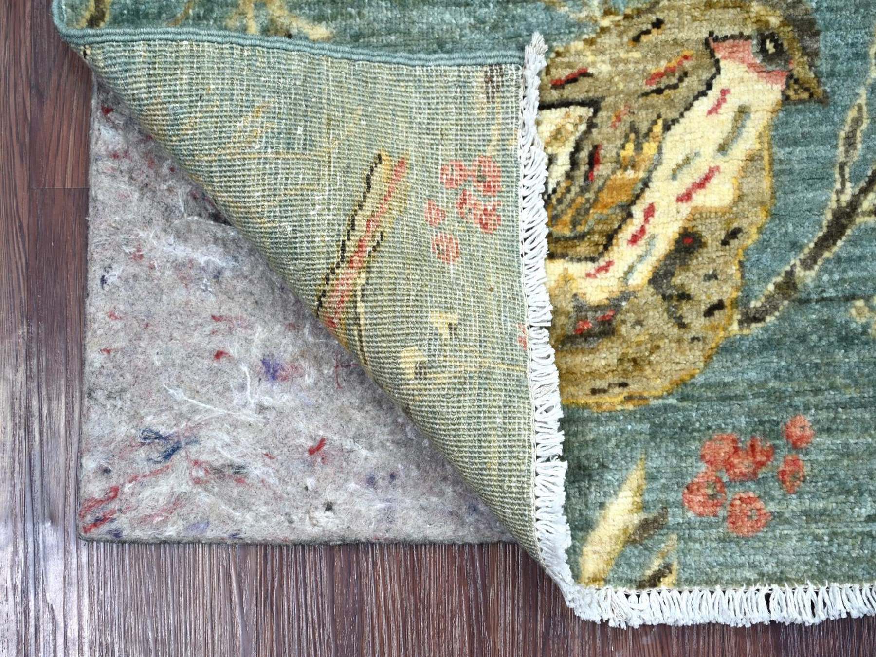 2'x3'3" Misty Gray, Sparrows on the Tree, Peshawar, Soft to the Touch, Finely Hand Knotted, High Mountain Wool, Mat, Sample, Oriental Rug HR22593 - Image 2