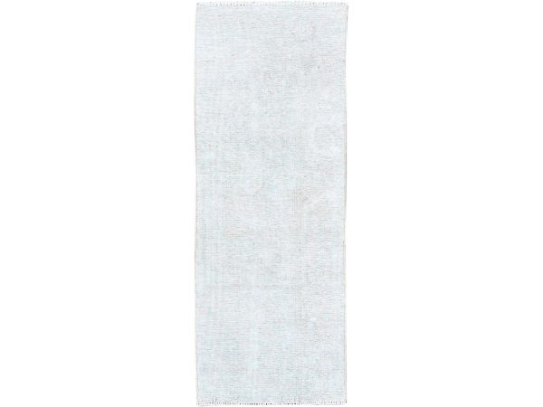2'1"x5'9" Vista White, Cropped Thin, Organic Wool, Hand Knotted, Evenly Worn Fragment, White Wash, Sides And Ends Secured, Vintage Persian Tabriz, Runner Oriental Rug HR232