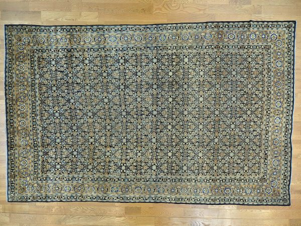 10'10"x17' Navy Blue Gallery Size Antique Persian Kerman Herati Design Rug HR26426