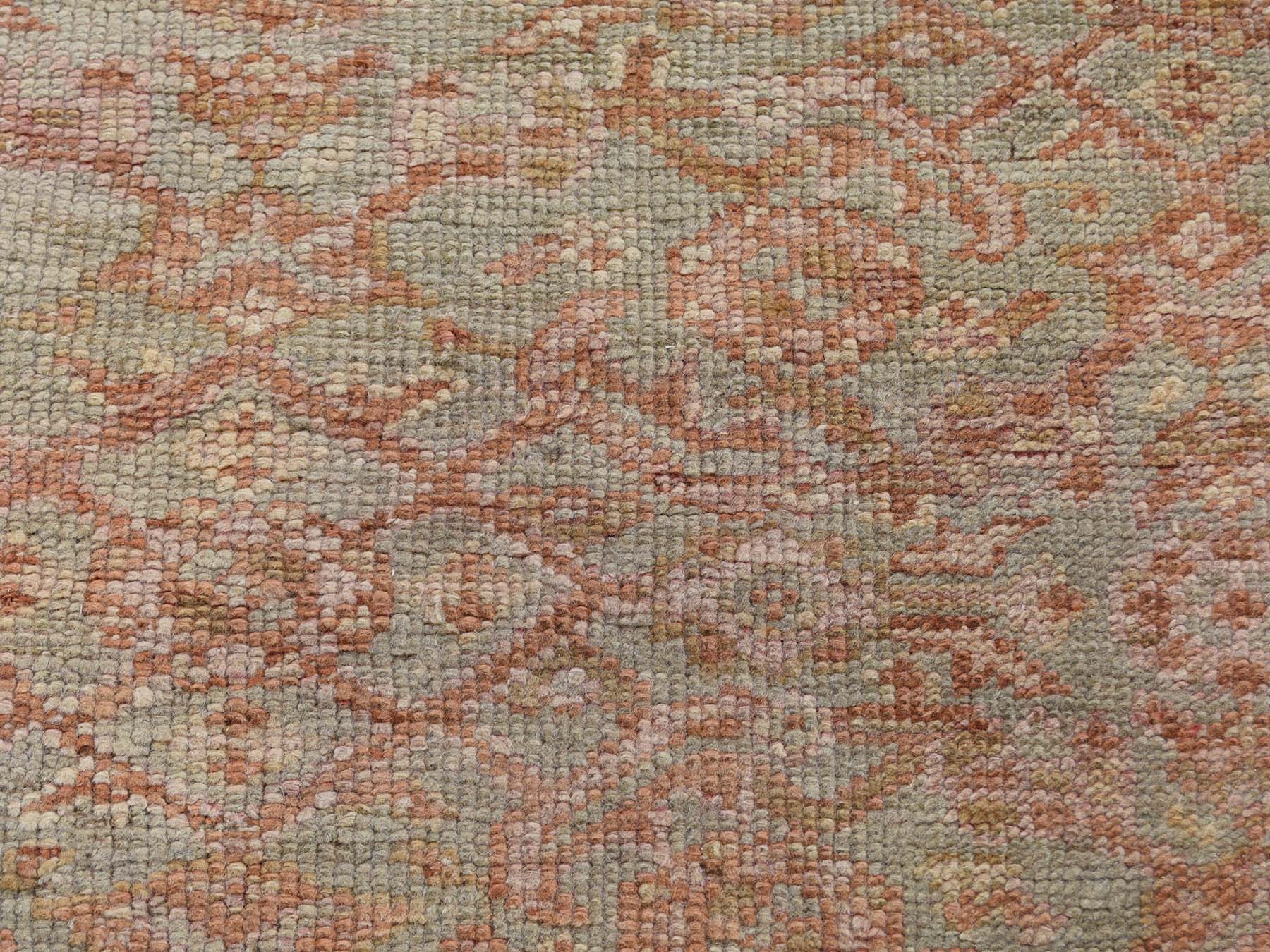 10'10"x15'3" Cinnamon and Green Oversized Antique Turkish Oushak Exc Condition Pure Wool Hand-Knotted Oriental Rug HR44738 - Image 8