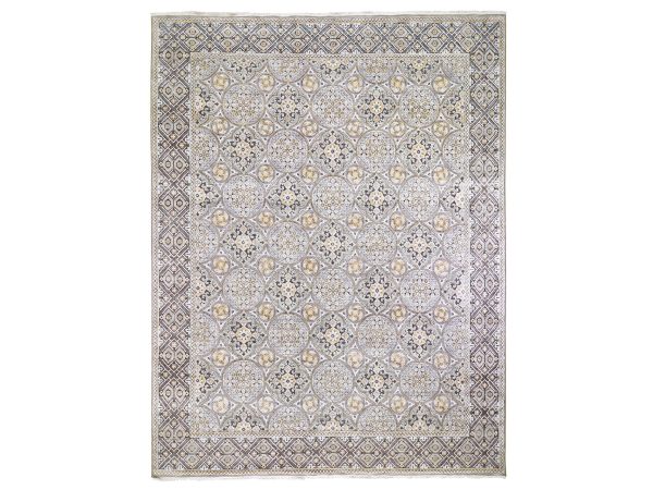 12'x15'5" Oversized Silk With Textured Wool Mughal Inspired Medallions Design Hand Knotted Oriental Rug HR59154