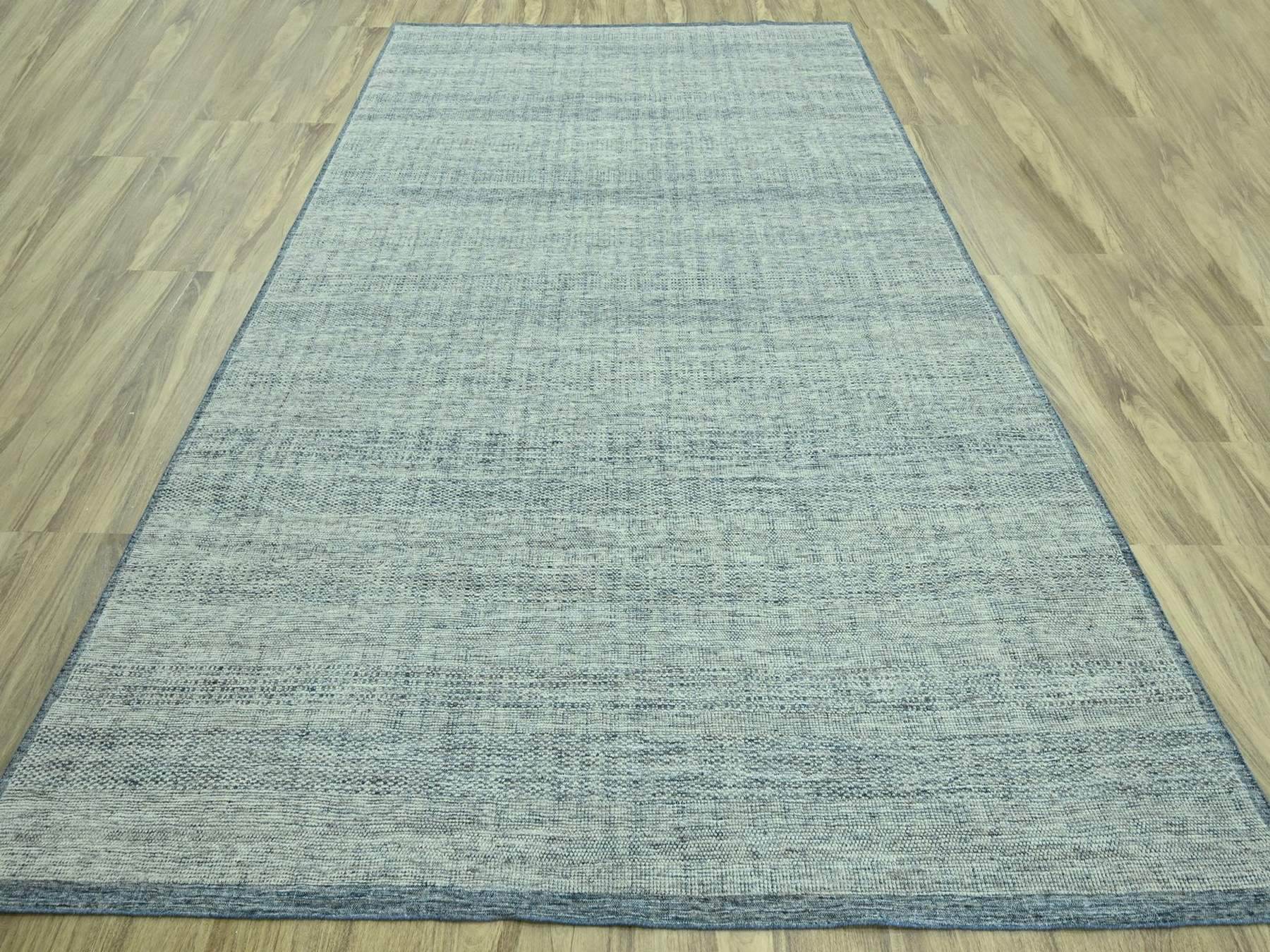 12'x15' Imperial Blue with Ivory, 100% Wool, Oxidized and Distressed Grass Design with Exposed Warps, Hand Knotted, Oversized, XL, Oriental Rug HR76921 - Image 2