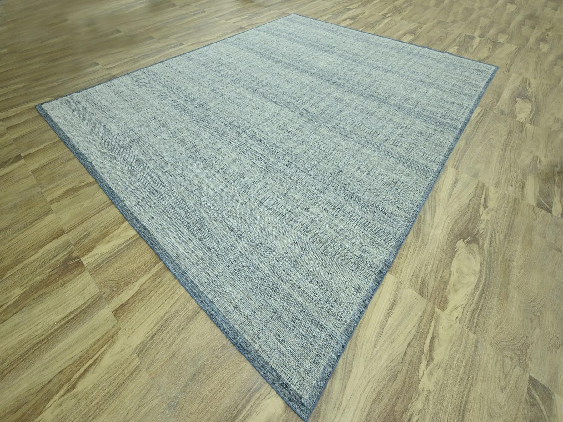 12'x15' Imperial Blue with Ivory, 100% Wool, Oxidized and Distressed Grass Design with Exposed Warps, Hand Knotted, Oversized, XL, Oriental Rug HR76921 - Image 3
