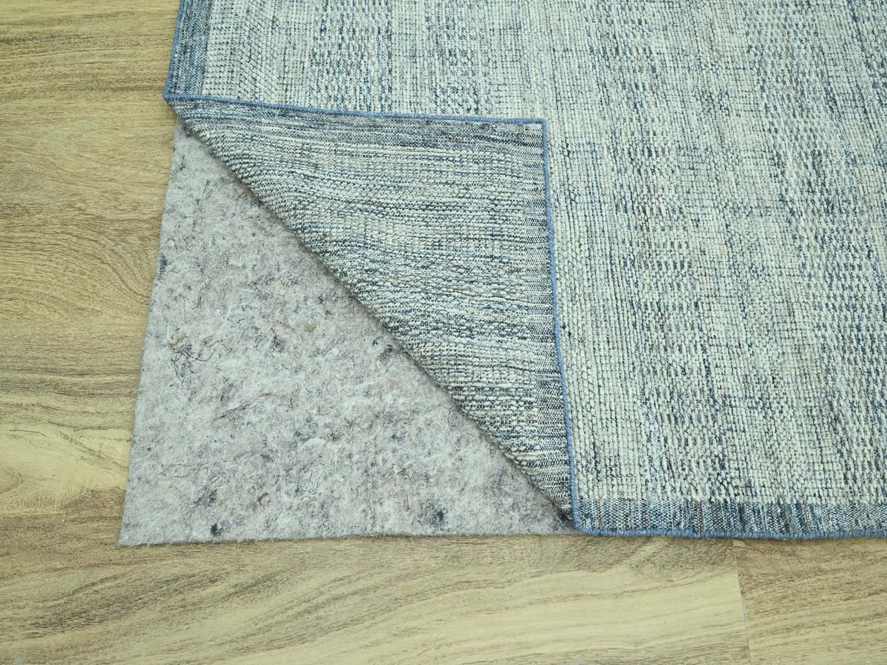 12'x15' Imperial Blue with Ivory, 100% Wool, Oxidized and Distressed Grass Design with Exposed Warps, Hand Knotted, Oversized, XL, Oriental Rug HR76921 - Image 4
