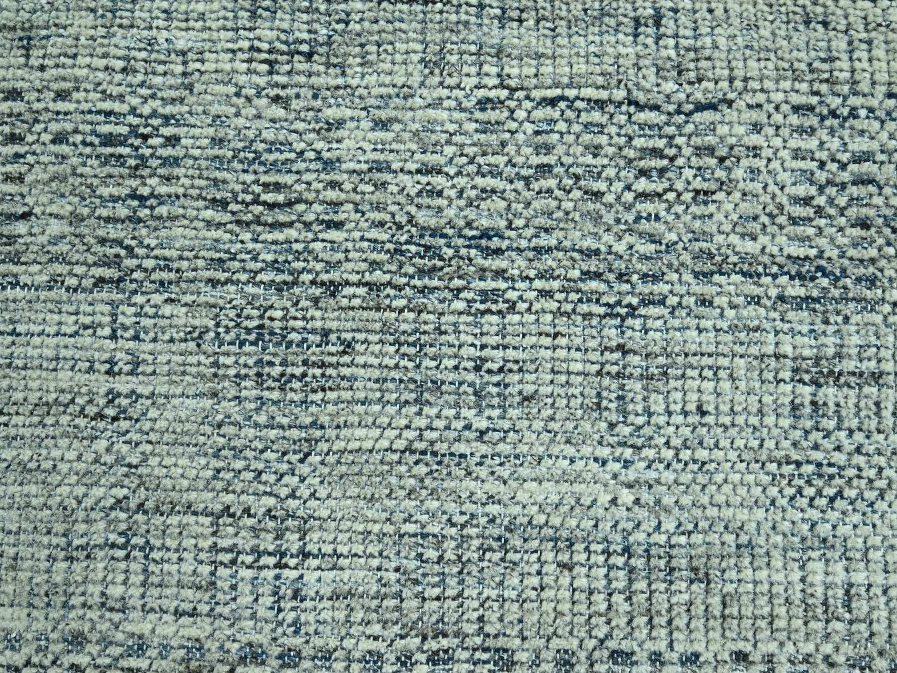12'x15' Imperial Blue with Ivory, 100% Wool, Oxidized and Distressed Grass Design with Exposed Warps, Hand Knotted, Oversized, XL, Oriental Rug HR76921 - Image 8