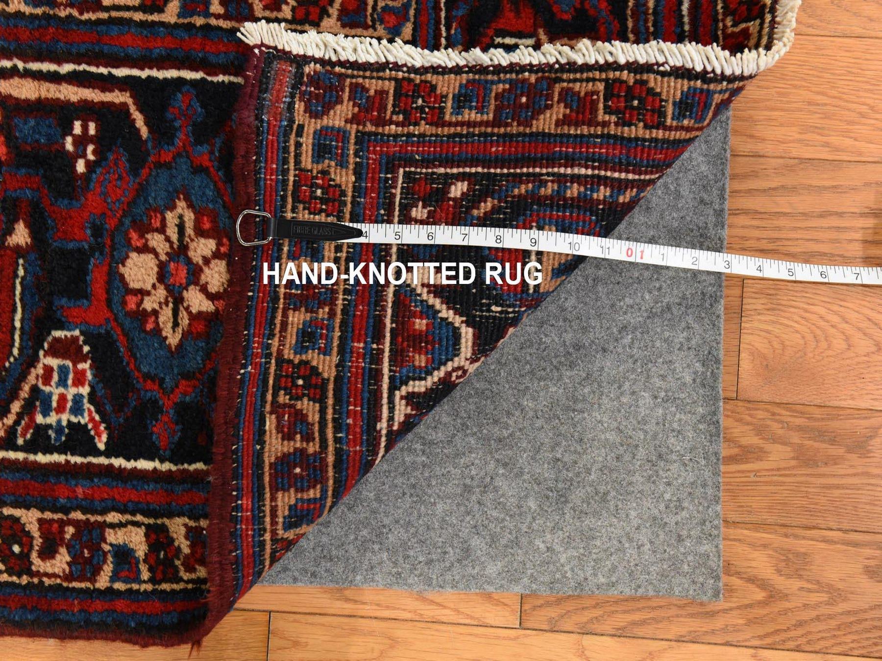 10'10"x19'3" Chiffon White, Vintage Persian Heriz with Geometric Medallion and Serrated Leafs Design, Very Good Condition, Full Pile and Soft, Hand Knotted, 100% Wool, Long and Narrow, XL, Oversized, Oriental Rug HR78789 - Image 7
