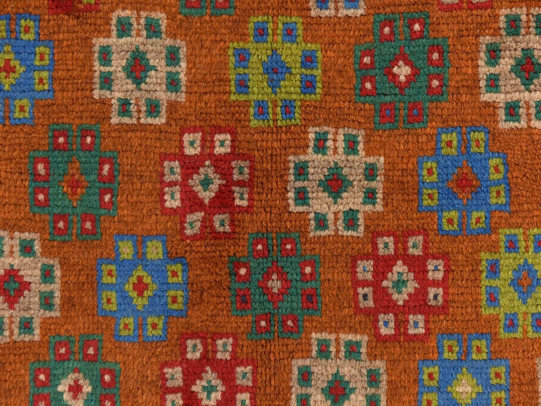 4'1"x5'9" Caramel Brown, Colorful Afghan Baluch with Geometric Design, Hand Knotted, Pure Wool, Oriental Rug HR78795 - Image 4