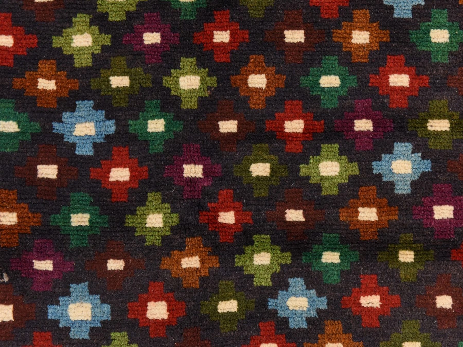 4'1"x6' Graphite Black, Colorful Afghan Baluch with Geometric Design, Hand Knotted, Pure Wool, Oriental Rug HR78800 - Image 4