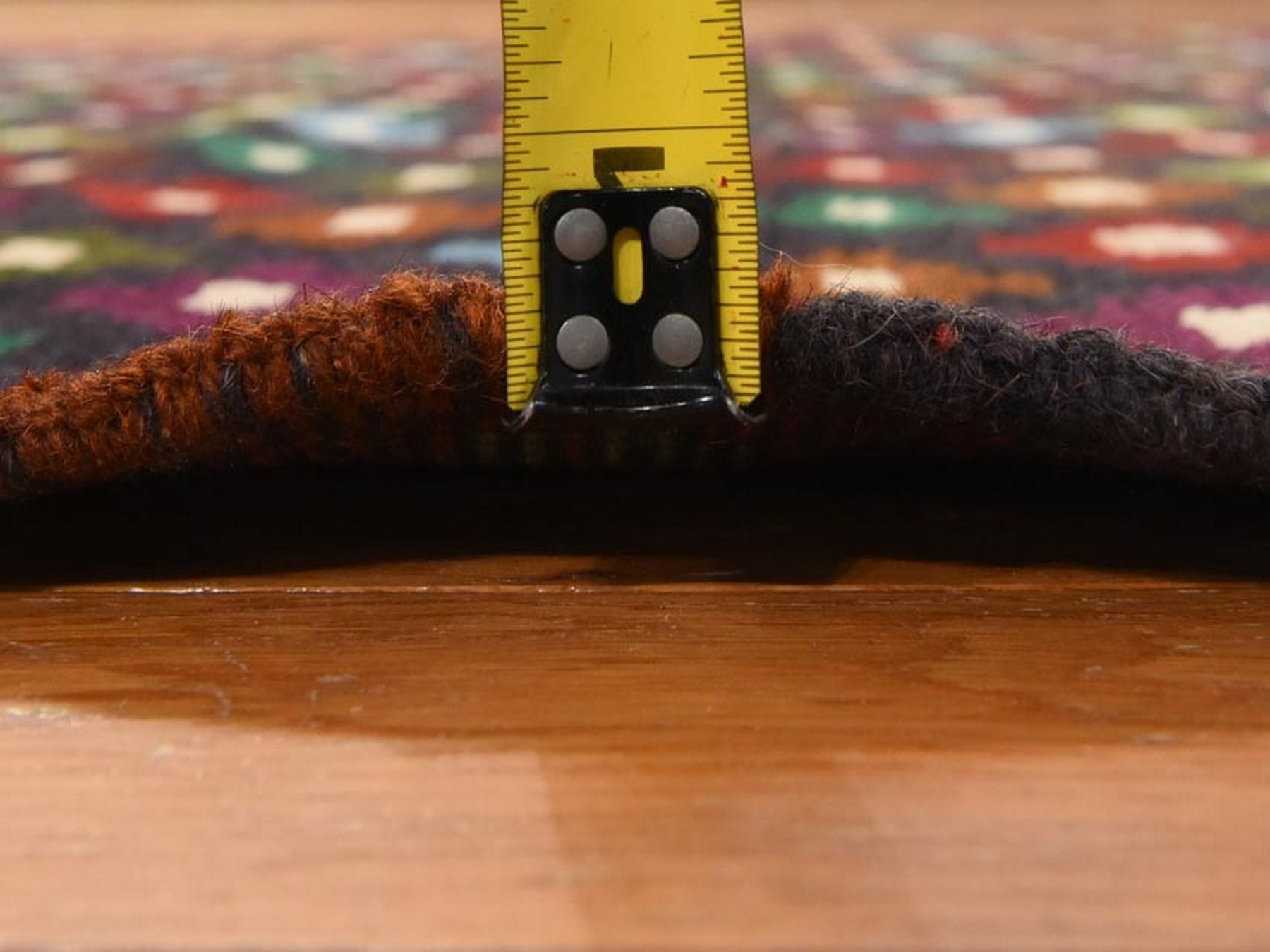 4'1"x6' Graphite Black, Colorful Afghan Baluch with Geometric Design, Hand Knotted, Pure Wool, Oriental Rug HR78800 - Image 7
