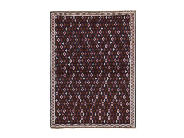 3'4"x4'6" Graphite Blue, Colorful Afghan Baluch with Geometric Design, Hand Knotted, Pure Wool, Oriental Rug HR78802