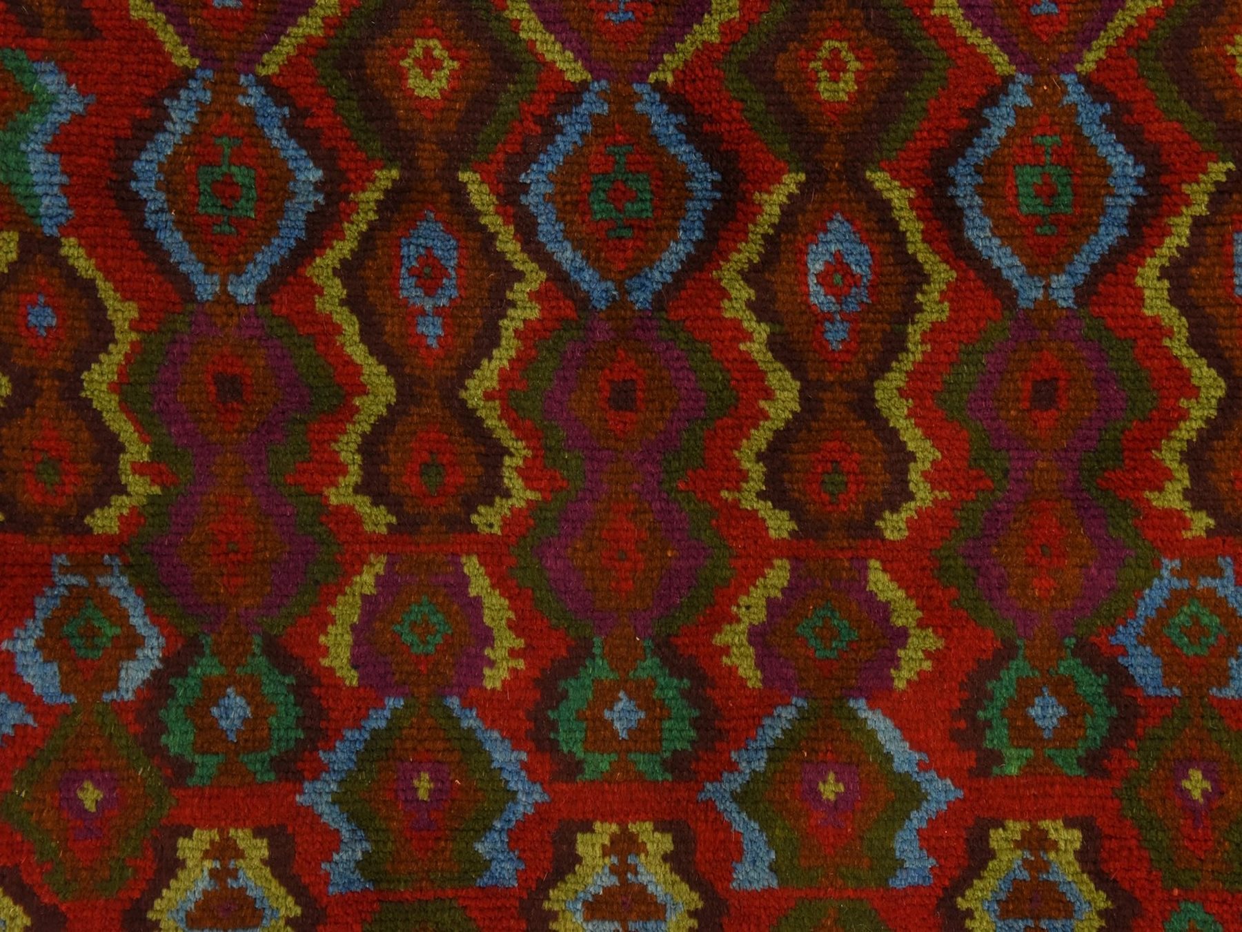 3'5"x4'8" Salsa Red, Colorful Afghan Baluch with Geometric Design, Hand Knotted, Pure Wool, Oriental Rug HR78808 - Image 4