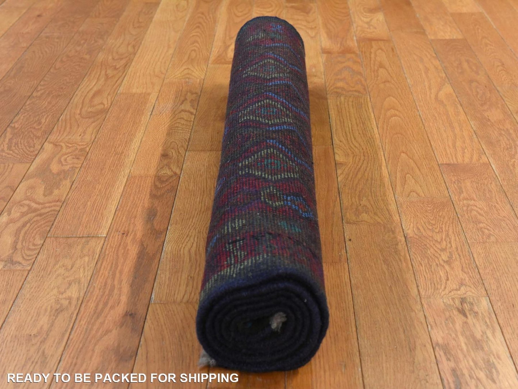 3'5"x4'8" Salsa Red, Colorful Afghan Baluch with Geometric Design, Hand Knotted, Pure Wool, Oriental Rug HR78808 - Image 8