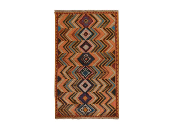 3'9"x6'3" Tawny Brown, Colorful Afghan Baluch with Geometric Design, Hand Knotted, Pure Wool, Oriental Rug HR78810