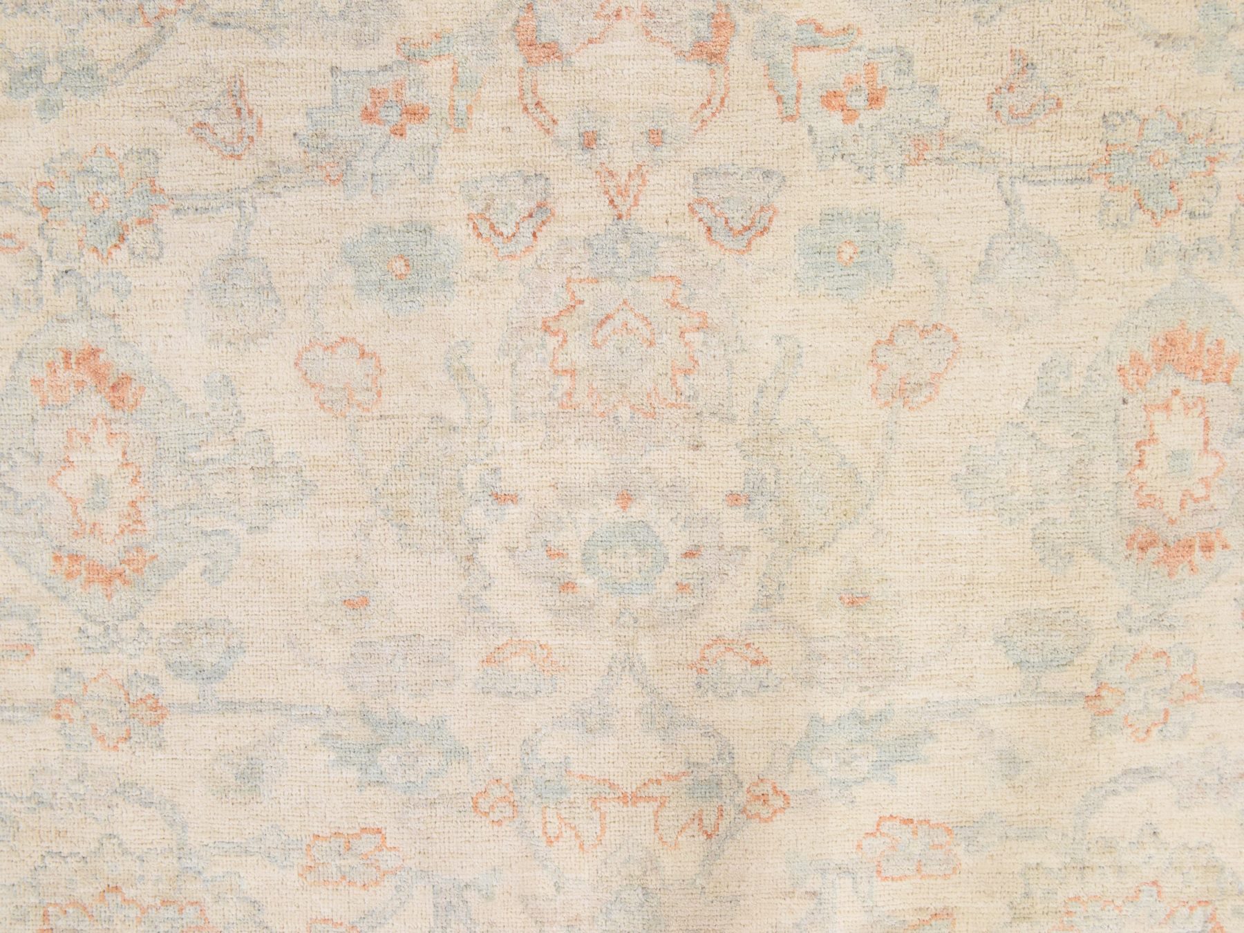 8'x9'9" Bone White, Washed Out Peshawar with All Over Design, Hand Knotted, 100% Wool, Oriental Rug HR78833 - Image 5