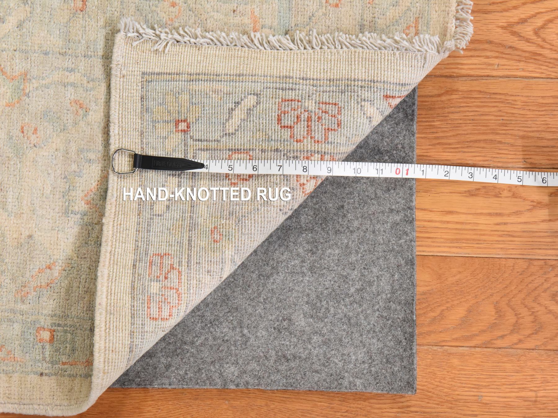 8'x9'9" Bone White, Washed Out Peshawar with All Over Design, Hand Knotted, 100% Wool, Oriental Rug HR78833 - Image 7