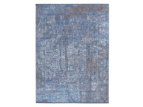 9'x12' Ink Blue, Broken and Erased Persian Design, Wool and Silk, Hand Knotted, Oriental Rug HR78838
