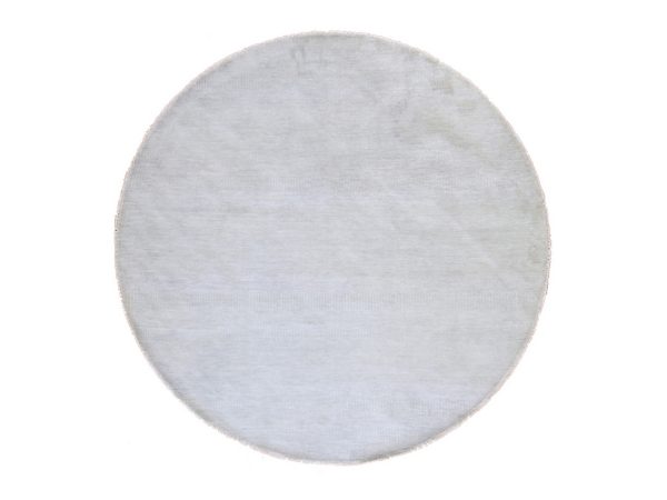 8'x8' Pastel Gray, Modern Grass Design, Tone on Tone, Hand Knotted, Pure Wool, Round, Oriental Rug HR78846