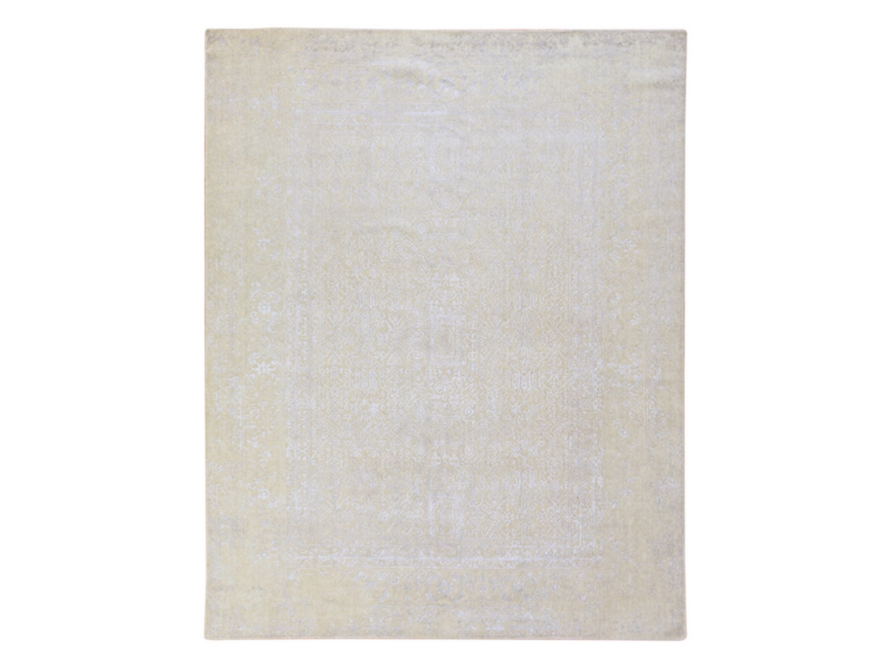 8'x10' Khaki Brown, Erased Design, Modern, Fine Jacquard Hand Loomed, Wool and Plant Based Silk, Oriental Rug HR78851