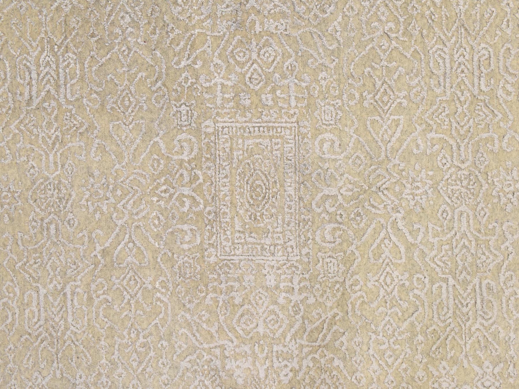 8'x10' Khaki Brown, Erased Design, Modern, Fine Jacquard Hand Loomed, Wool and Plant Based Silk, Oriental Rug HR78851 - Image 5