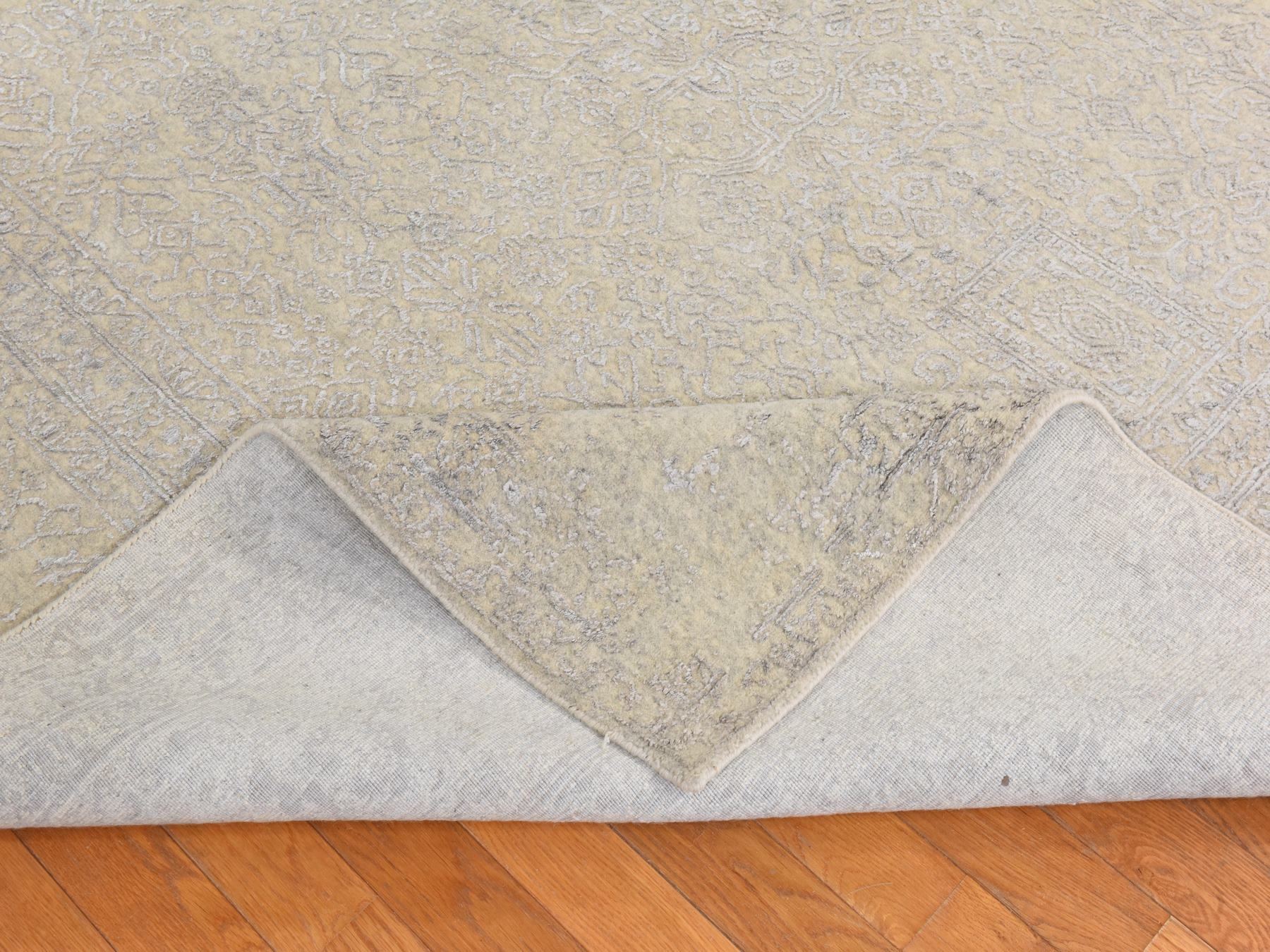 8'x10' Khaki Brown, Erased Design, Modern, Fine Jacquard Hand Loomed, Wool and Plant Based Silk, Oriental Rug HR78851 - Image 8