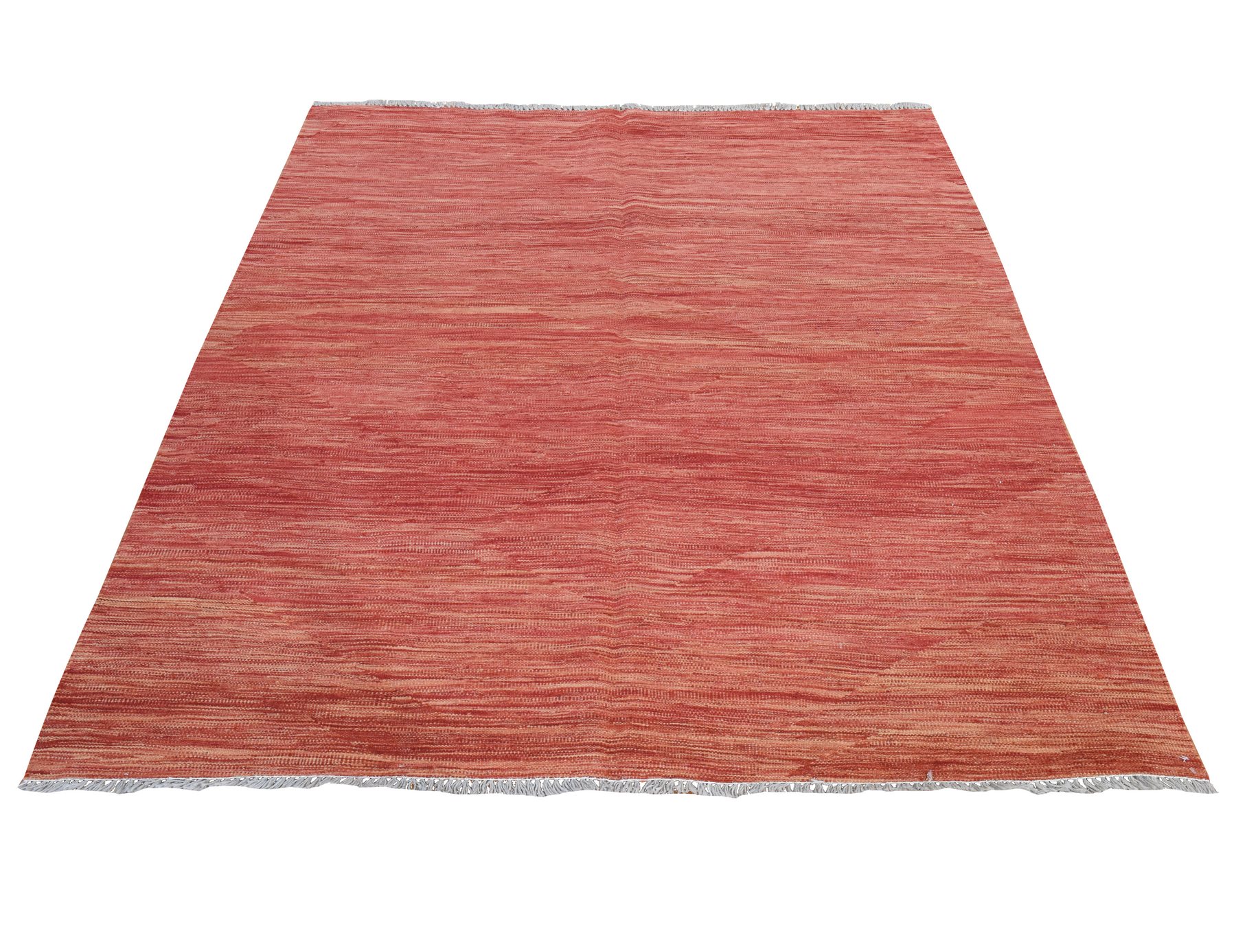 5'1"x6'7" Amber Orange, Plain Solid Design, Afghan Kilim, Hand Woven, Flat Weave, 100% Wool, Reversible, Oriental Rug HR78868